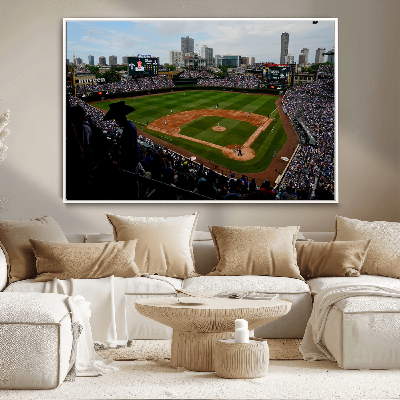 MGV-FC-36X24 - Chicago Cubs Baseball Team Print - Wrigley Field Stadium Wall Art Canvas Print