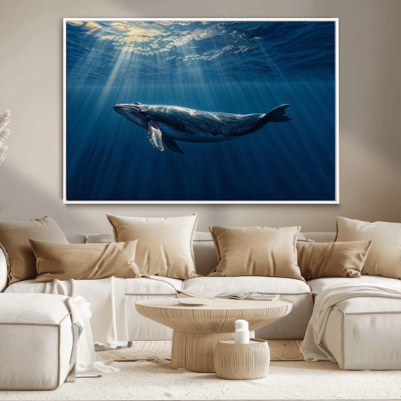-Whale under Ocean Wall Art Canvas Print