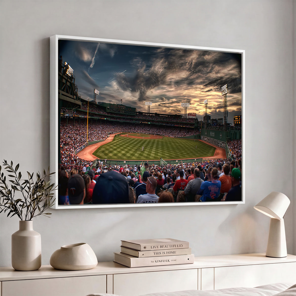 53432-MGV-CV-36X24 - Boston Red Sox Baseball Team Print, Massachusetts Fenway Park Stadium Wall Art Canvas Print