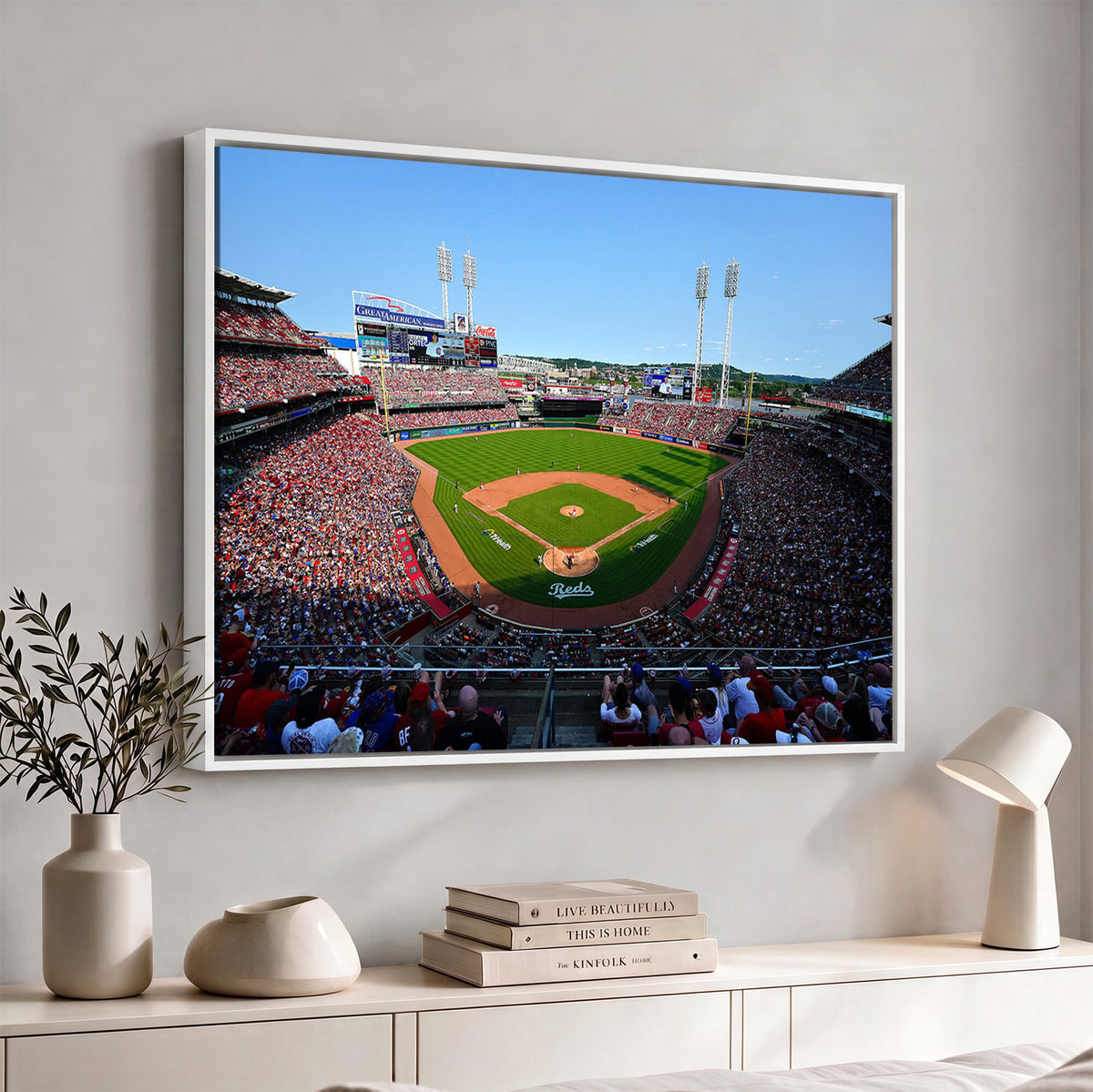 90998-MGV-CV-36X24 - Cincinnati Reds Baseball Canvas Print | Great American Ball Park Stadium Wall Art