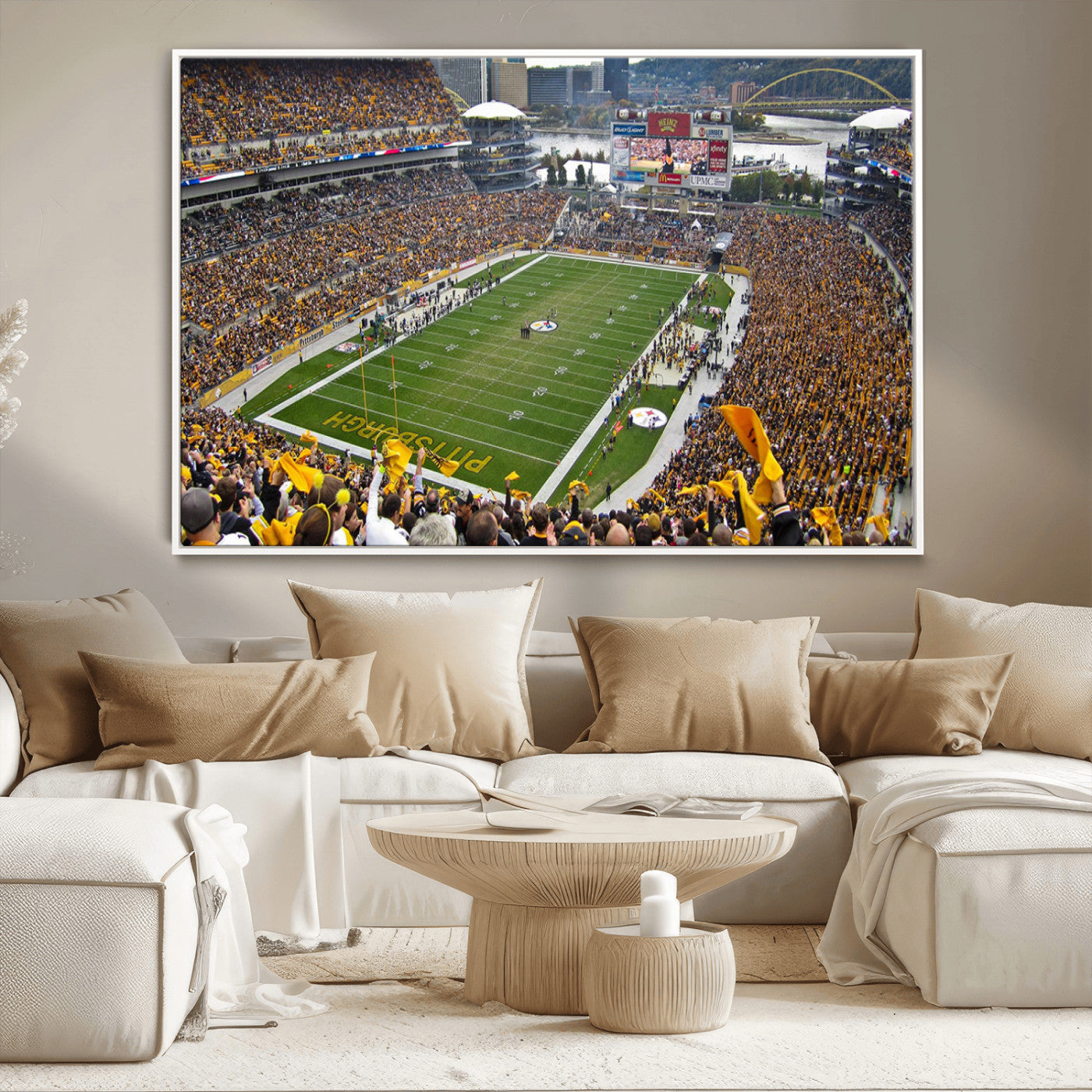 MGV-FC-36X24 - Pittsburgh Steelers Football Team Print - Pittsburgh Heinz Field Stadium Wall Art Canvas Print