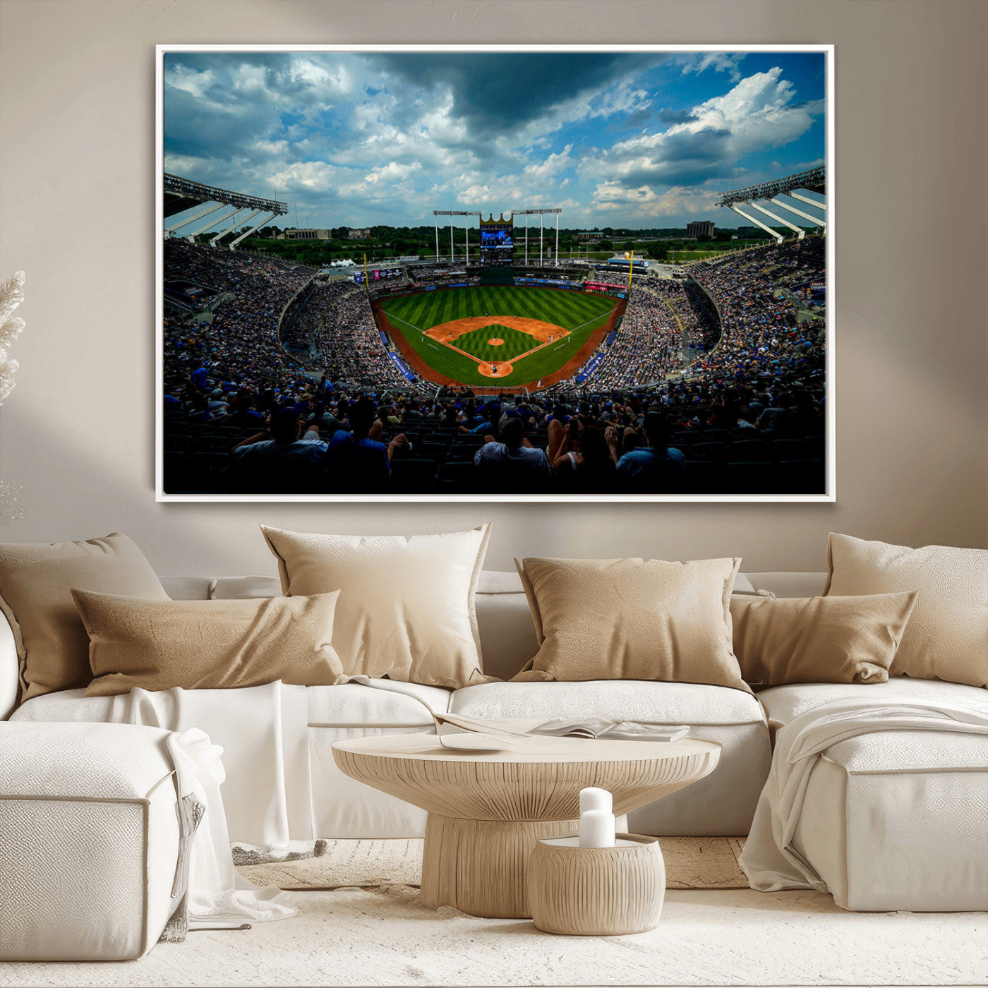 MGV-FC-36X24 - 3-Panel Kauffman Stadium Wall Art Print | Large Kansas City Royals Baseball Canvas Print for Sports