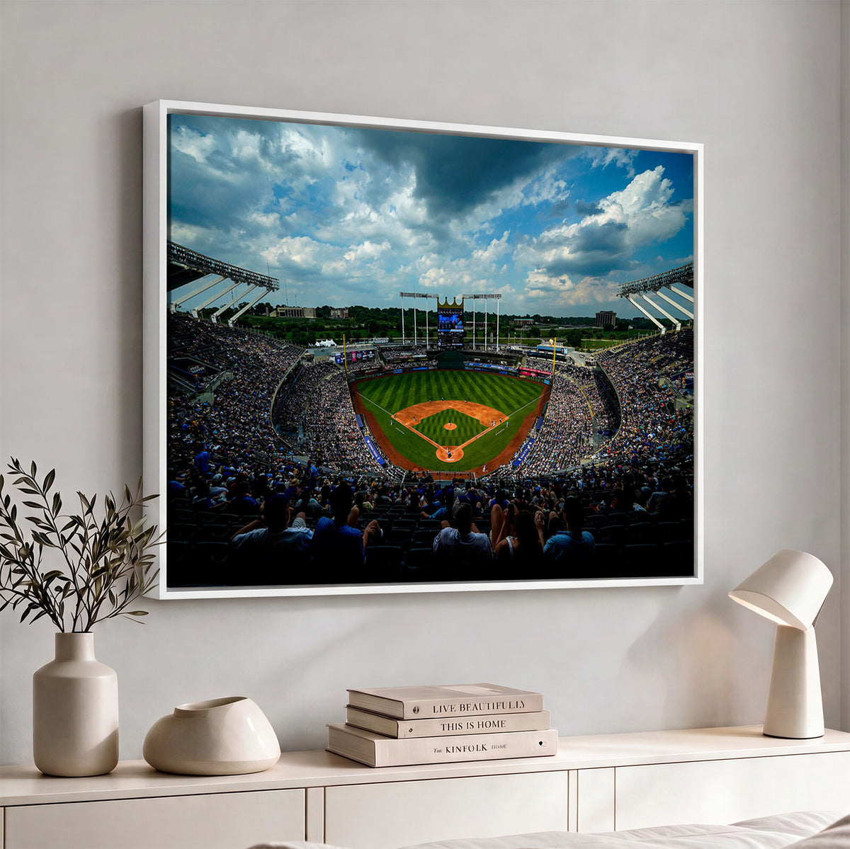 37127-MGV-CV-36X24 - 3-Panel Kauffman Stadium Wall Art Print | Large Kansas City Royals Baseball Canvas