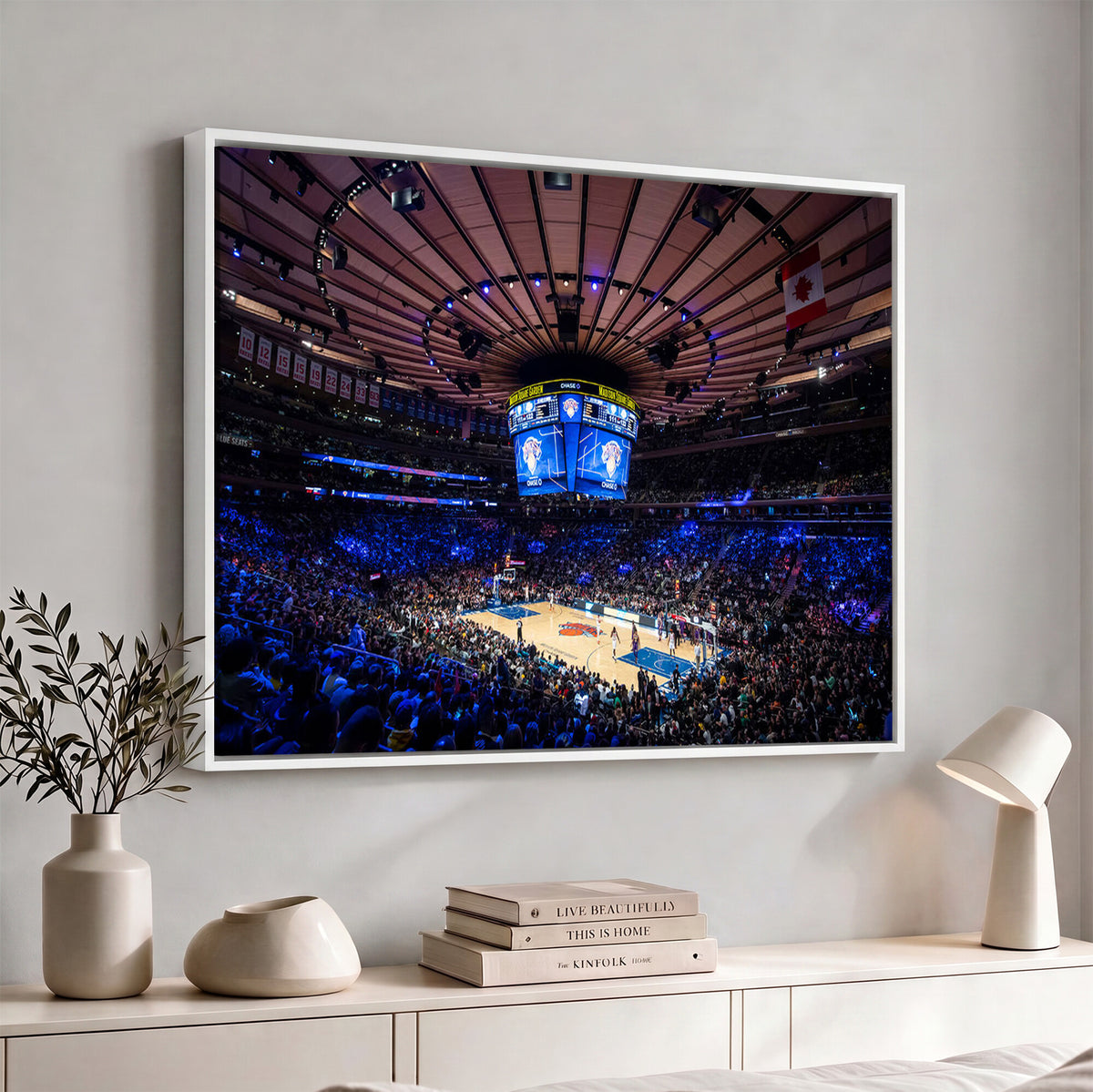 20491-MGV-CV-36X24 - Madison Square Garden Basketball Print Canvas, Basketball Game Triple Canvas Wall Art