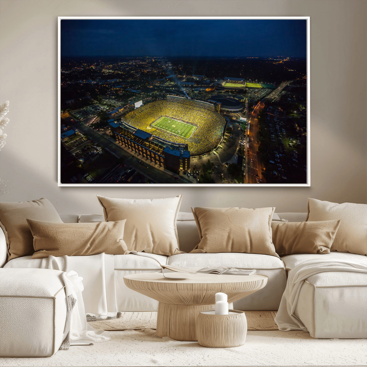 MGV-FC-36X24 - Michigan Wolverines Football Team Print - Michigan Stadium Wall Art Canvas Print
