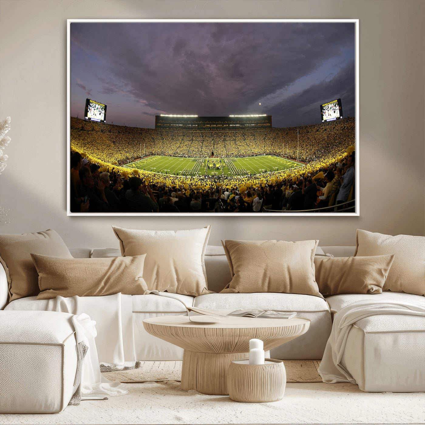 MGV-FC-36X24 - Michigan Wolverines Football Team Print - Michigan Stadium Wall Art Canvas Print