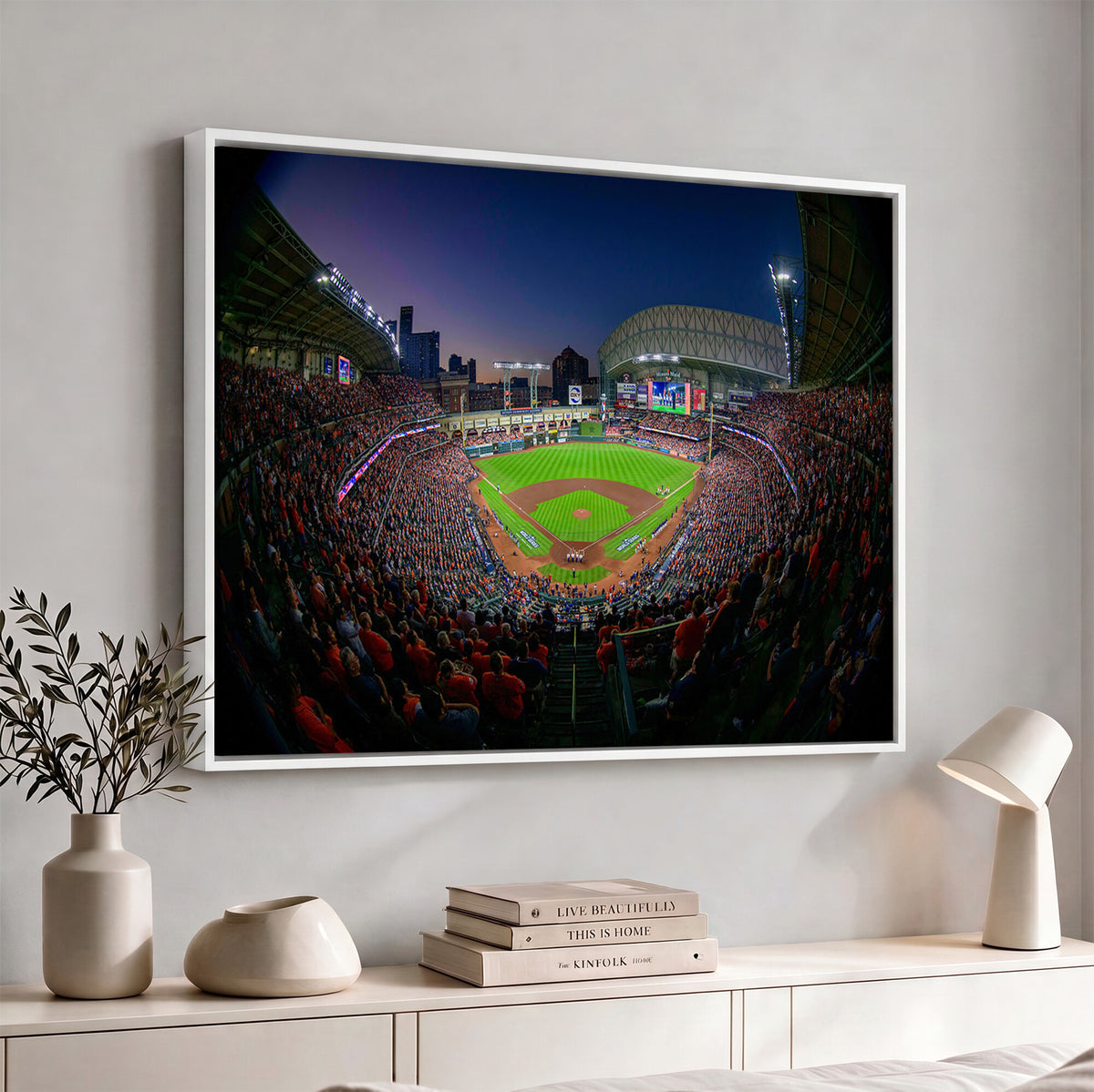 44322-MGV-CV-36X24 - Houston Astros Baseball Print Canvas, Houston Minute Maid Park Stadium Wall Art