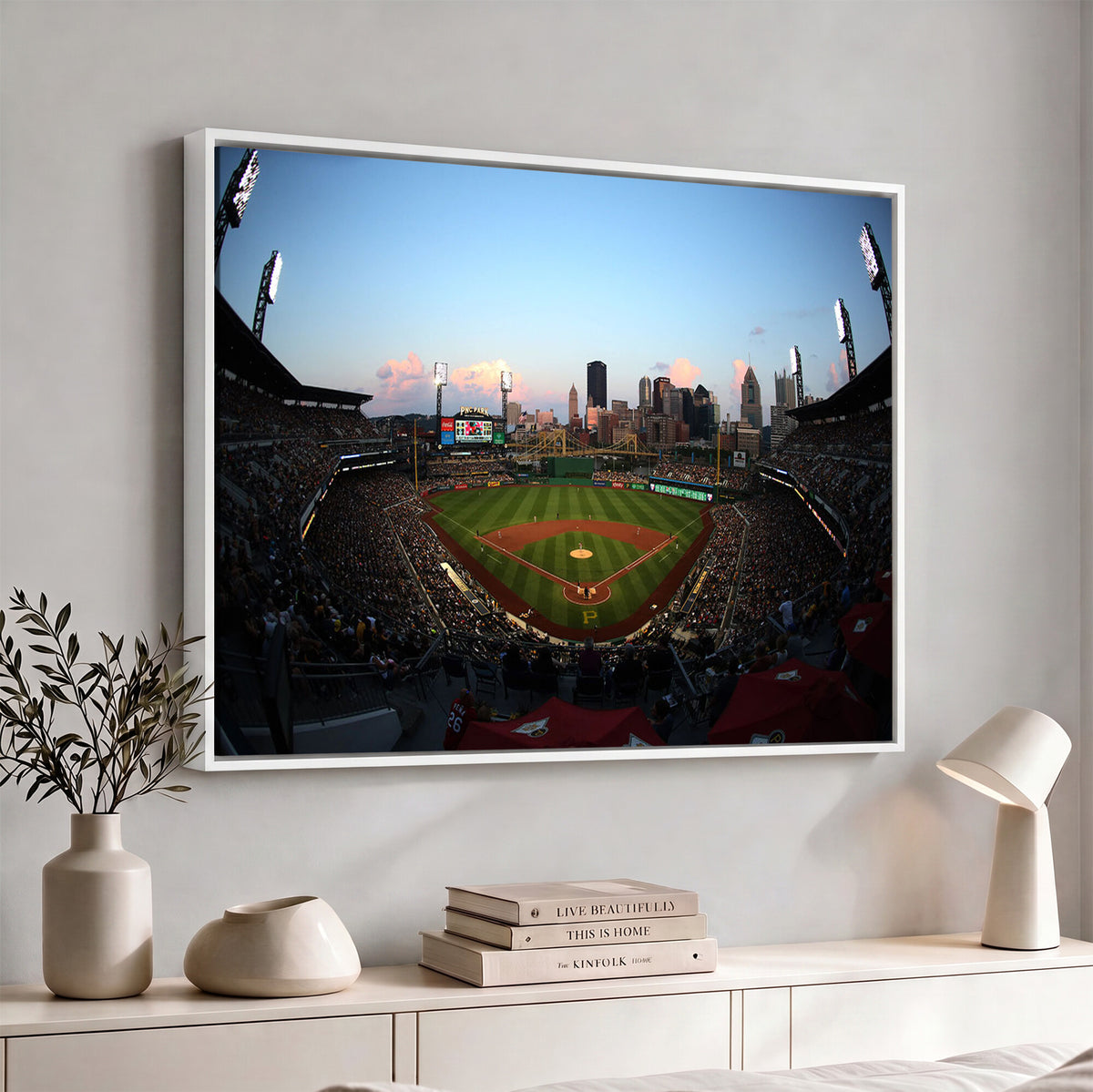 67670-MGV-CV-36X24 - PNC Park Evening Game Triple Canvas Wall Art | Pittsburgh Pirates MLB Stadium