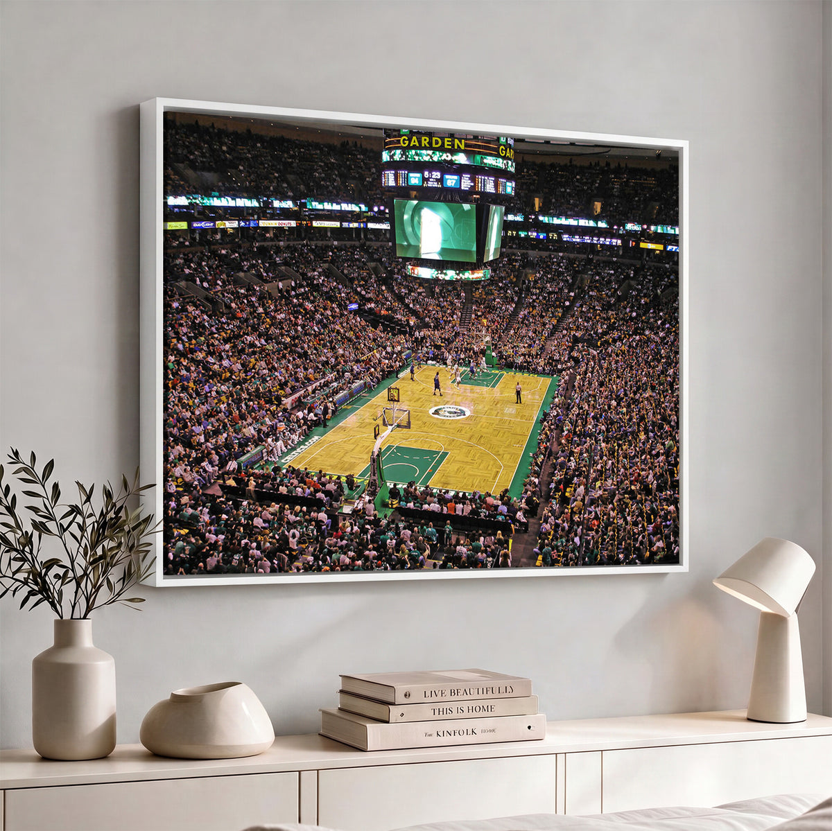 21705-MGV-CV-36X24 - TD Garden Basketball Canvas Wall Art | Boston Celtics Live Action