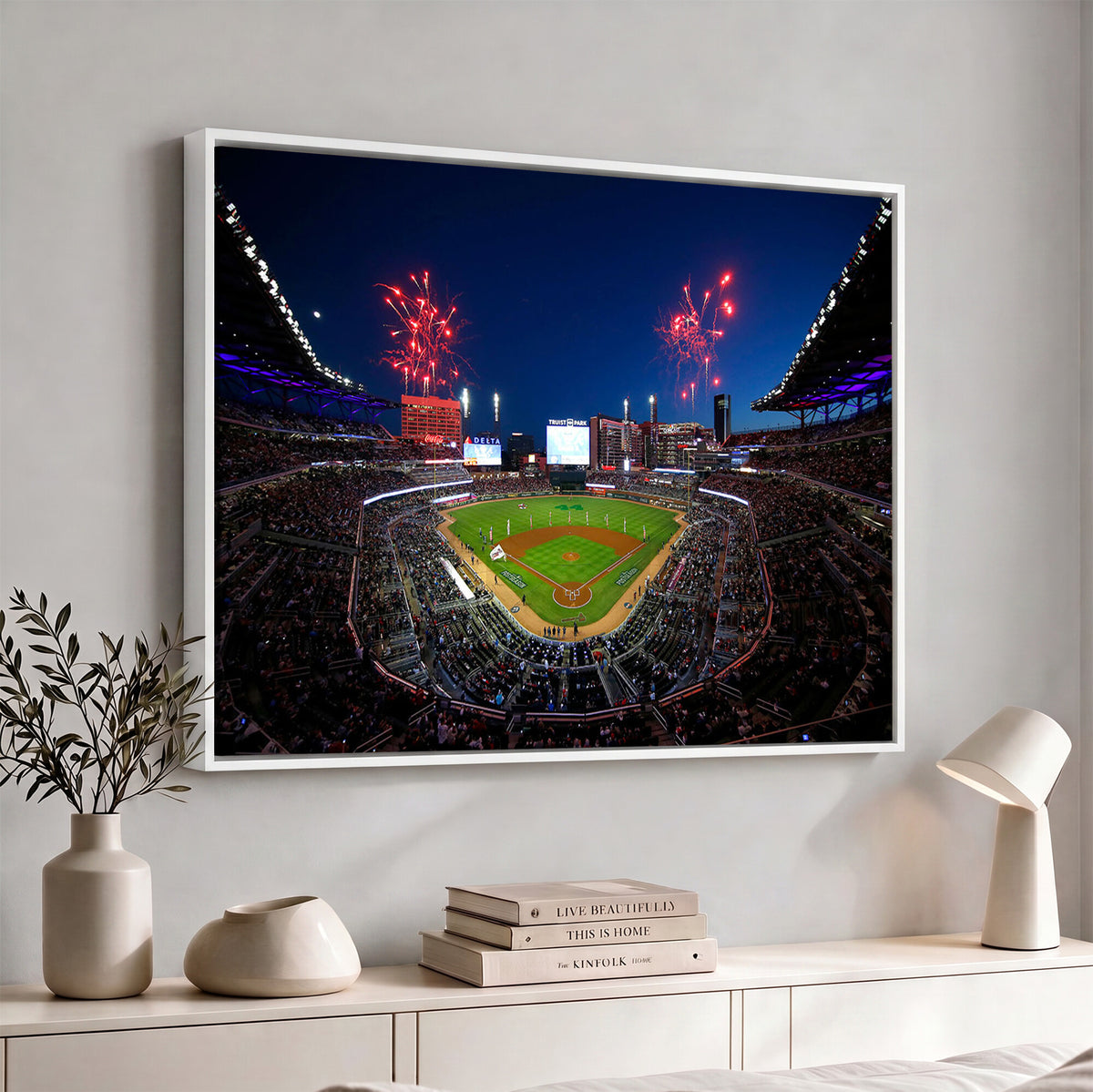 50582-MGV-CV-36X24 - Truist Park Atlanta Braves Baseball Stadium Wall Art Print | Large 3-Panel Canvas Print for Sports