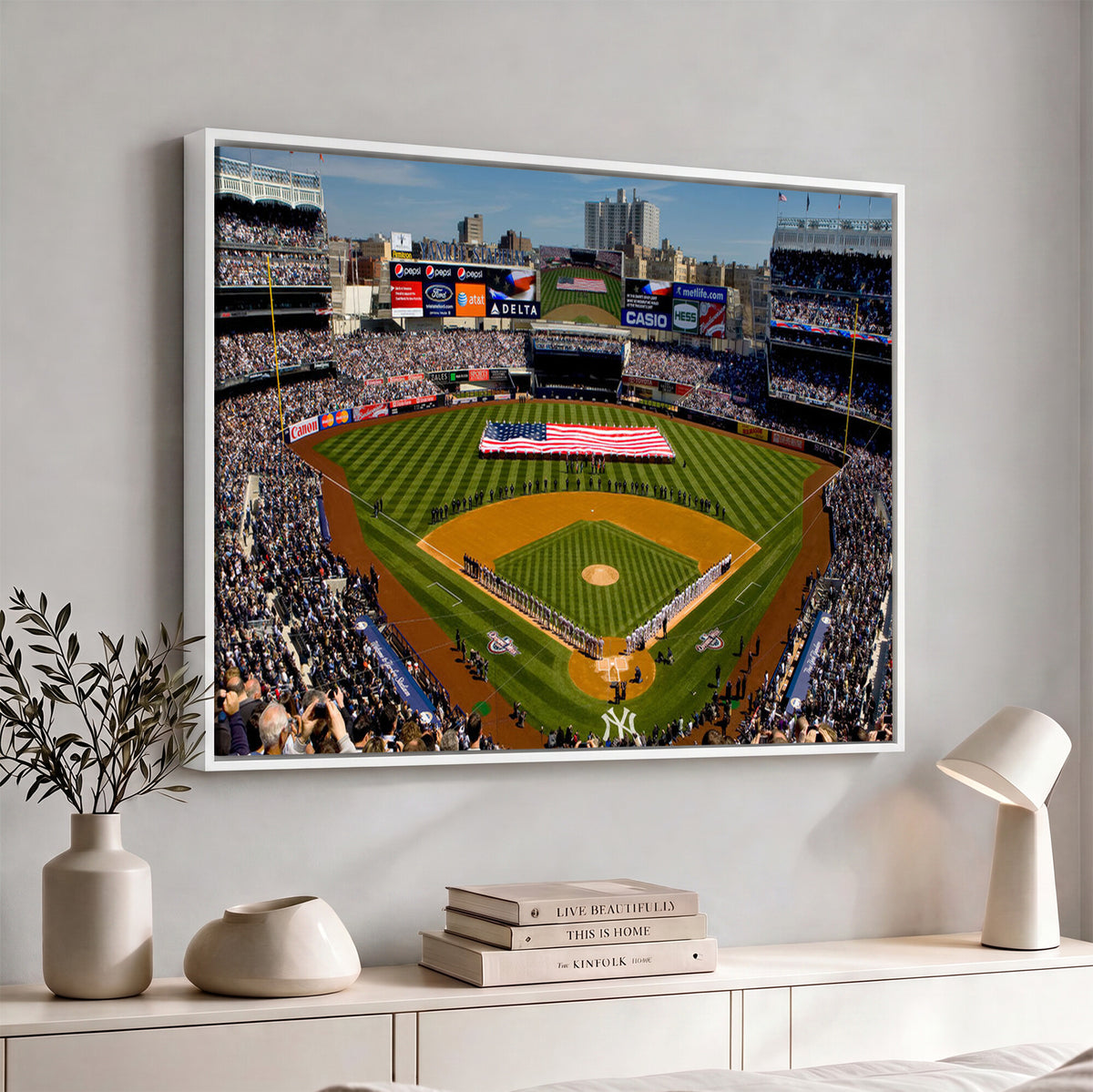 20879-MGV-CV-36X24 - Yankee Stadium New York Wall Art Print | 3-Panel Canvas Print of Yankees Baseball Stadium