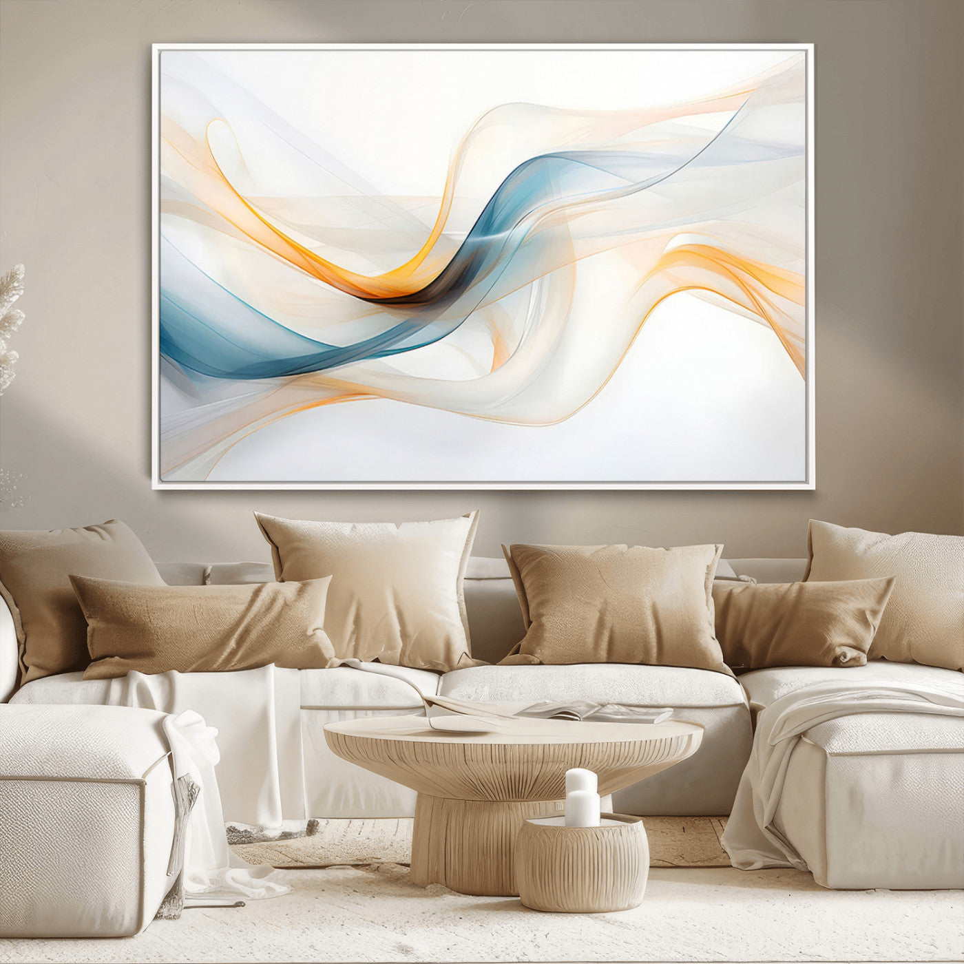 MGV-FC-36X24 - Decorative Turquoise Abstract Wave Wall Art Canvas Print