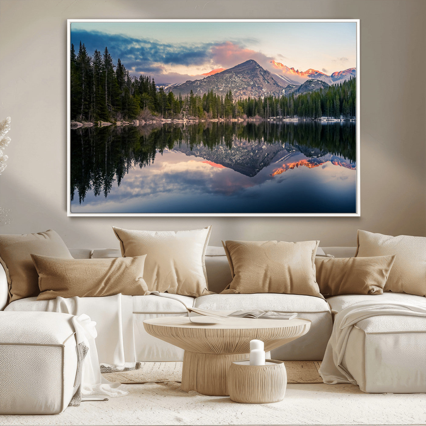 MGV-FC-36X24 - Bear Lake Reflection at Rocky Mountain National Park Wall Art Canvas Print, Scenic Mountain Landscape Canvas Print Set | Mountain Lake Wall Art Print