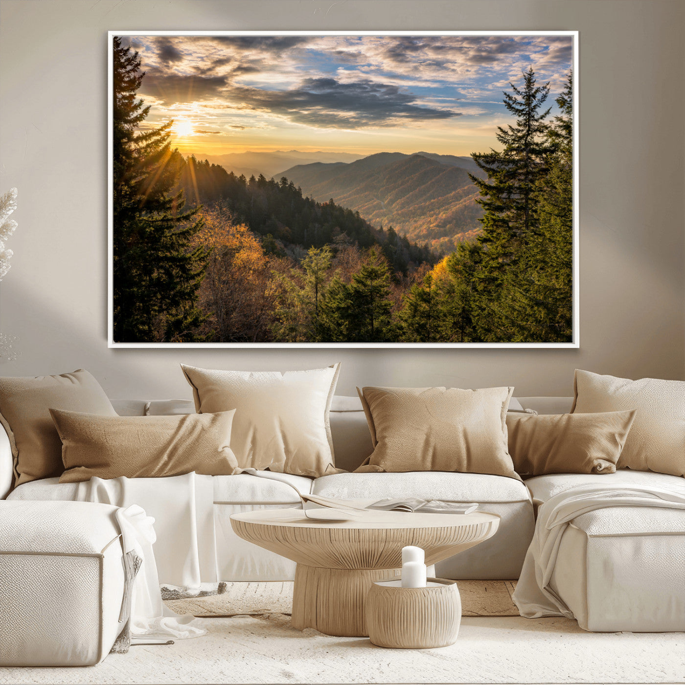 MGV-FC-36X24 - Sunrise Over the Smoky Mountains Canvas Wall Art – Breathtaking Scenic Landscape Photography in a