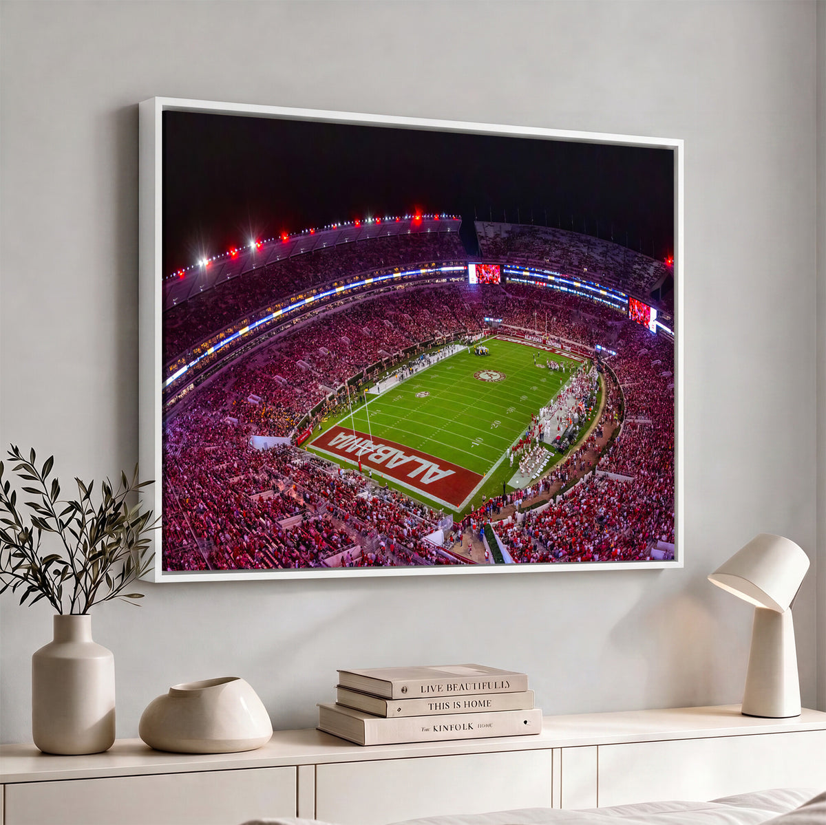 11343-MGV-CV-36X24 - Bryant-Denny Stadium Night Game Triple Canvas Wall Art | Alabama Crimson Tide Football