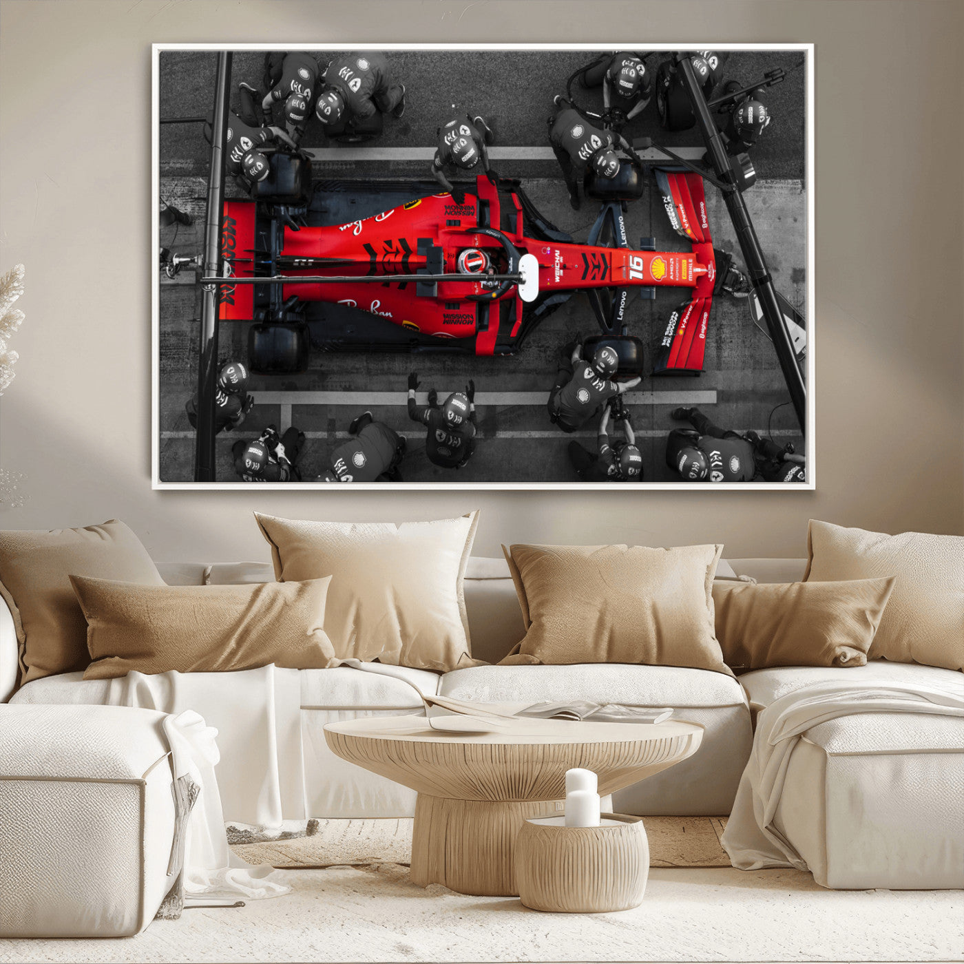 MGV-FC-36X24 - Ferrari Pit Stop Canvas Wall Art – Precision and Speed Captured in Bold Motorsport Imagery – Ready