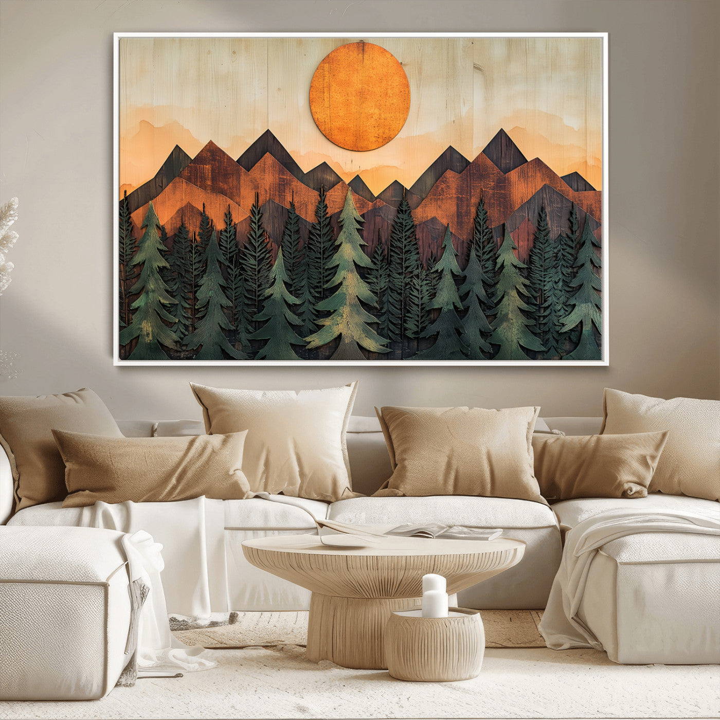MGV-FC-36X24 - Sunset Mountain Landscape Canvas Wall Art Print - Nature Decor for Living Room, Office