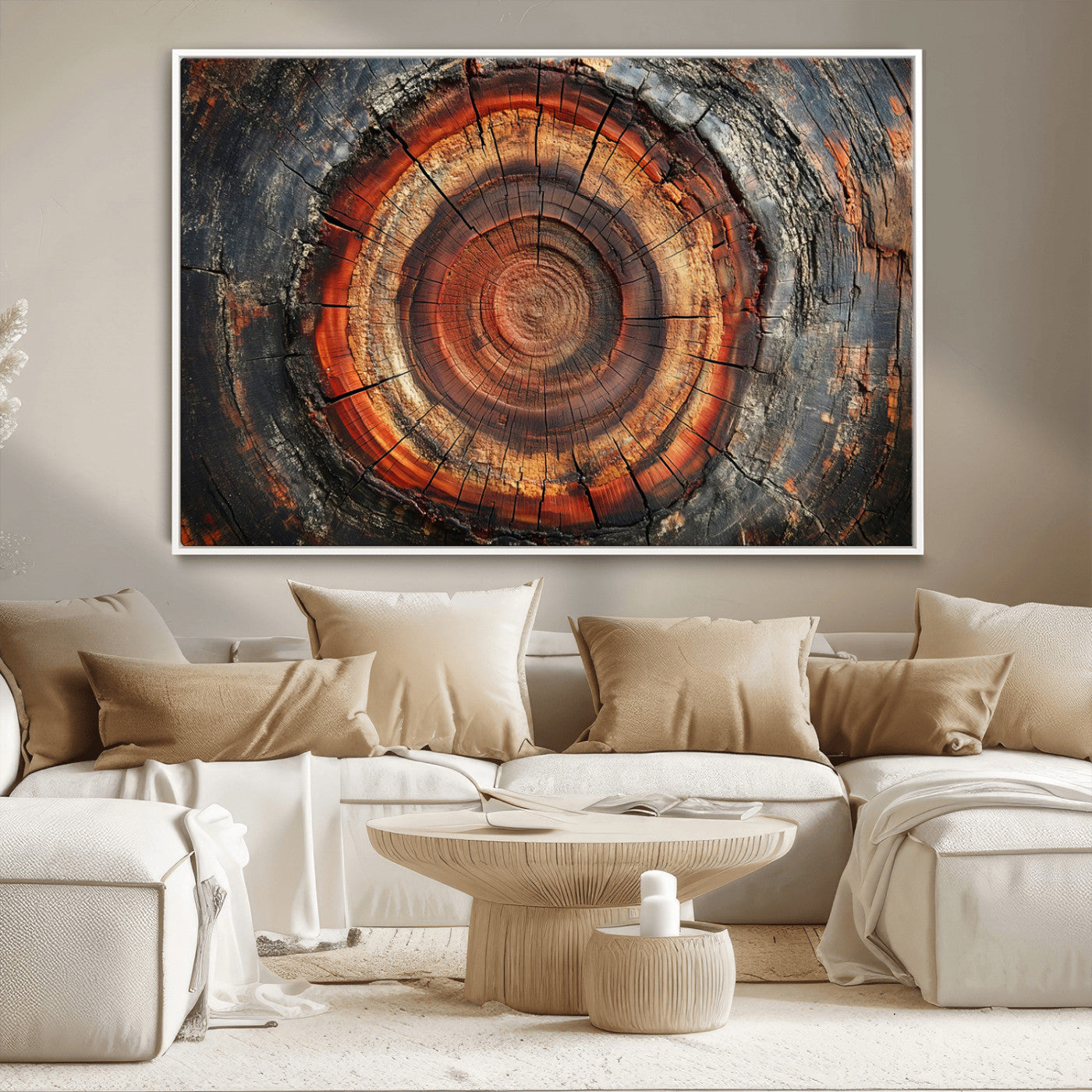 MGV-FC-36X24 - Wood Grain Canvas Wall Art - Framed Abstract Tree Ring Framed Wall Art, Wood Grain Canvas Wall