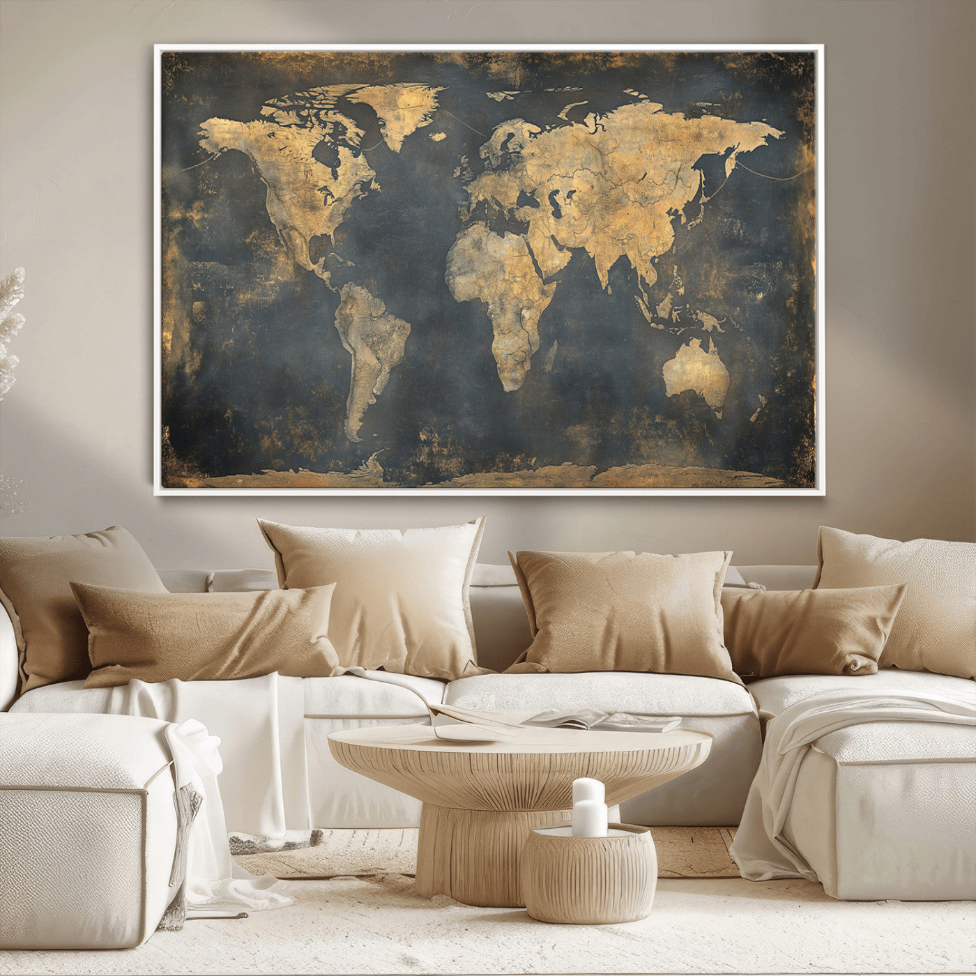 MGV-FC-36X24 - Push Pin World Map Canvas Print – Framed Wall Art for Couples to Track Their Travels – Anniversary