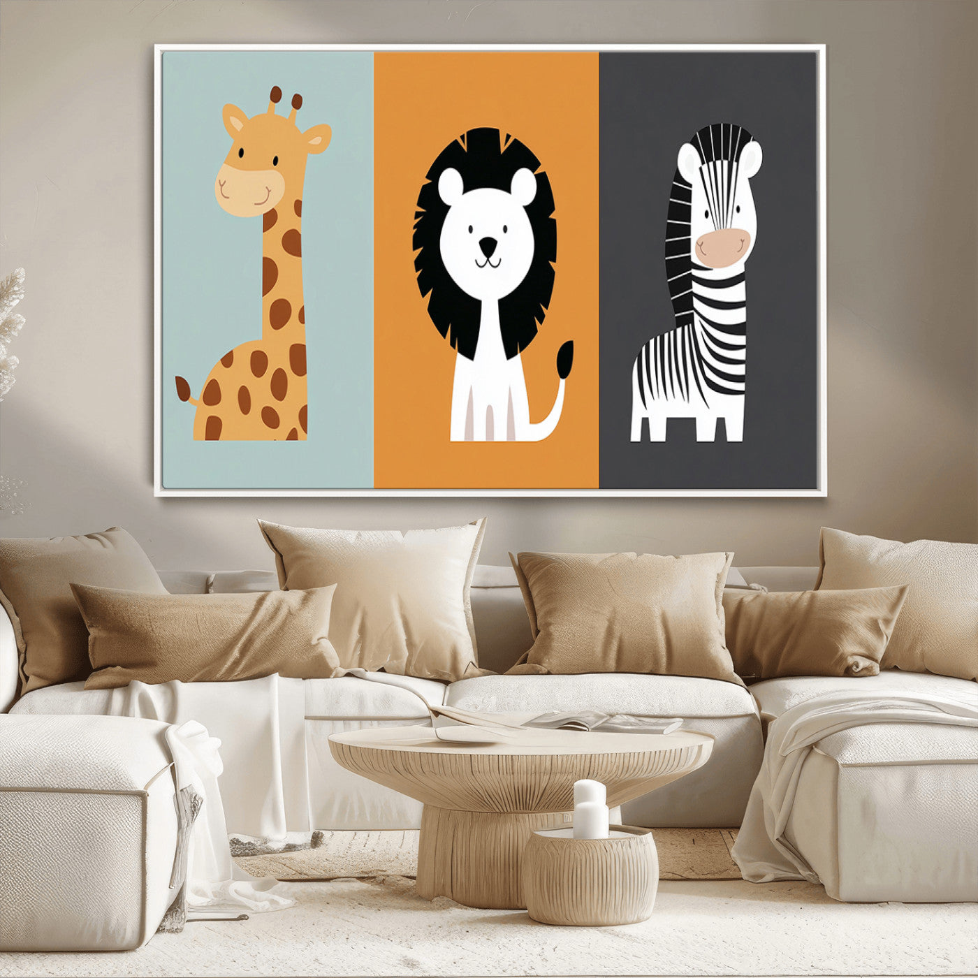 MGV-FC-36X24 - Boho Jungle Animal Nursery Wall Art Prints - Safari Decor in Earth Tones for Modern and Stylish