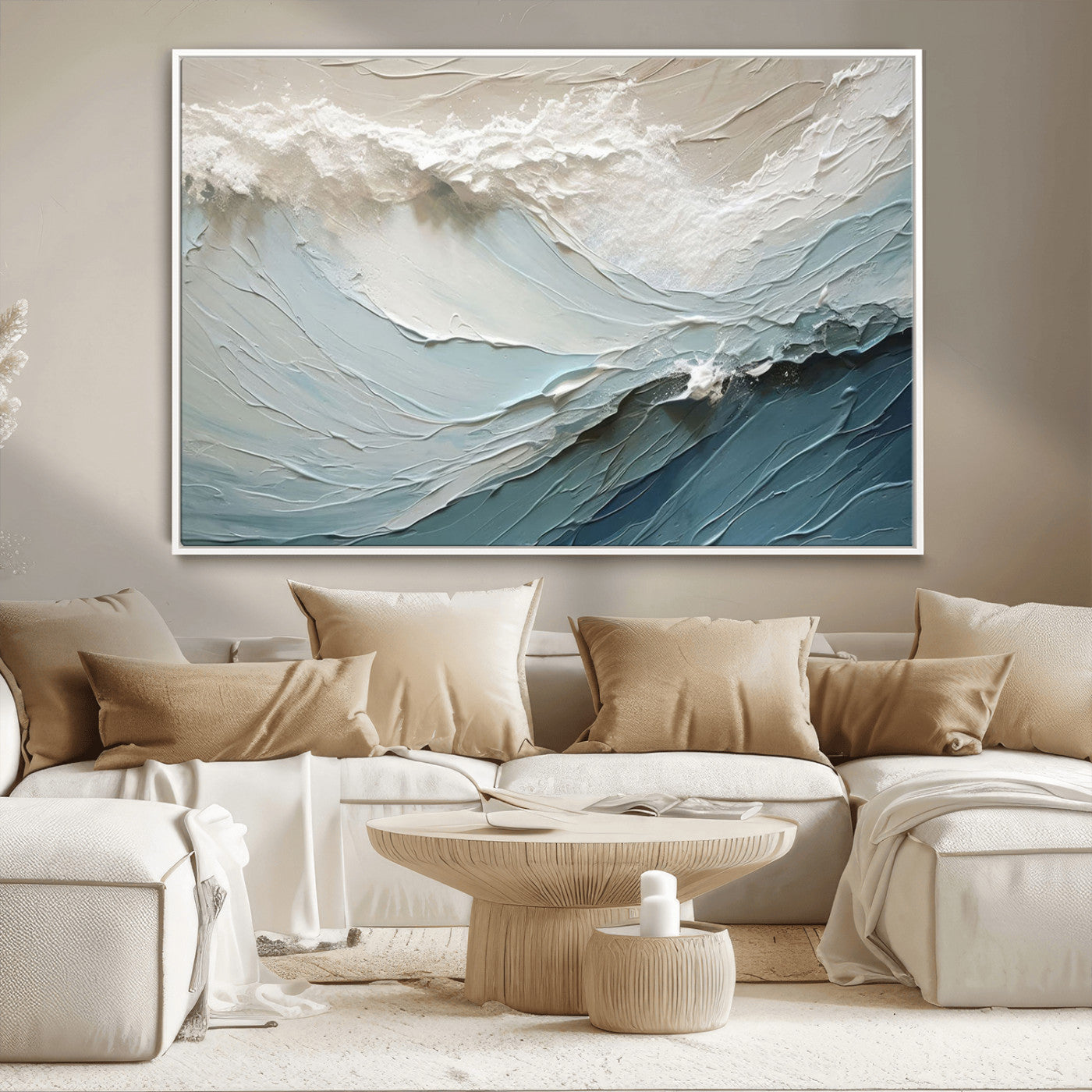 MGV-FC-36X24 - Waves Abstract Wall Art Print, Modern Framed Abstract Canvas Print, Abstract Painting for Living
