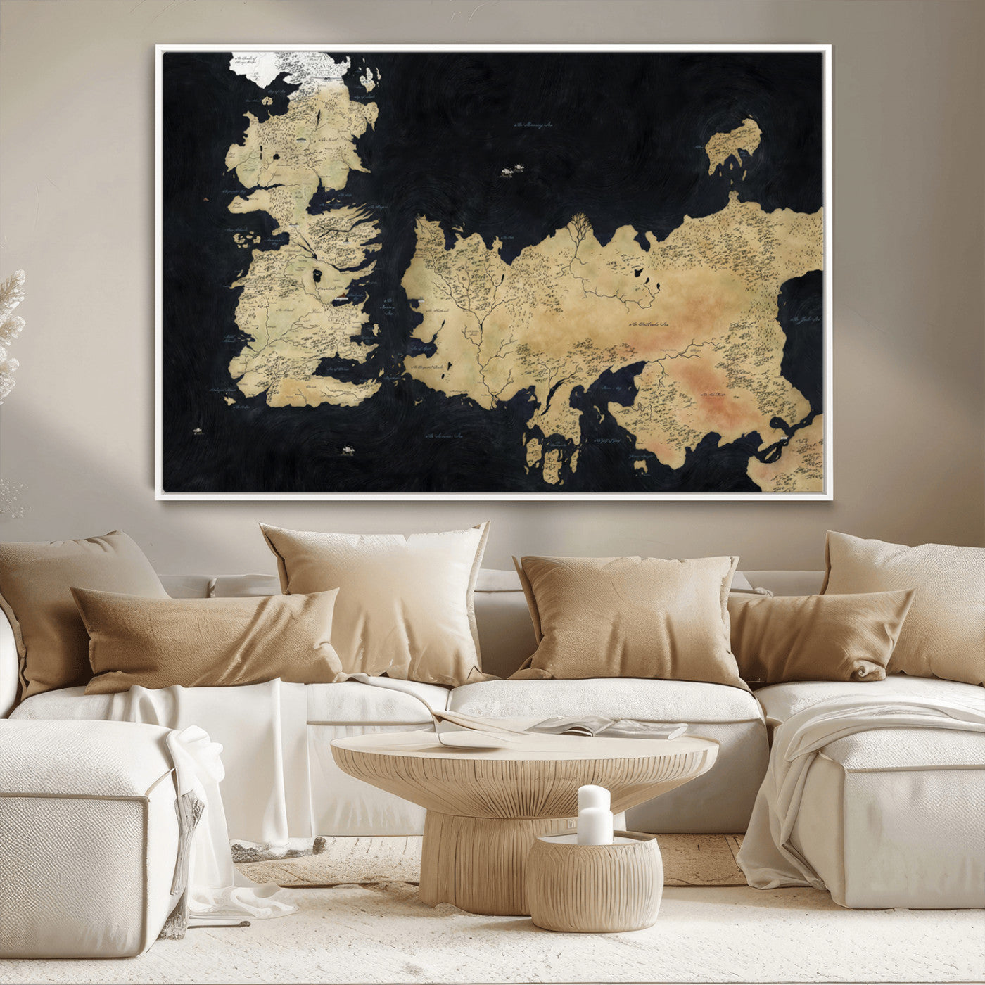 MGV-FC-36X24 - Push Pin World Map Canvas Print – Framed Wall Art for Couples to Track Their Travels – Anniversary