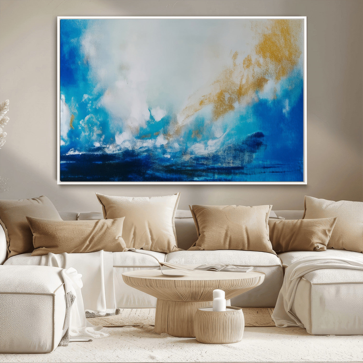MGV-FC-36X24 - Blue Abstract Print - Dynamic Ocean-Inspired Canvas Wall Art