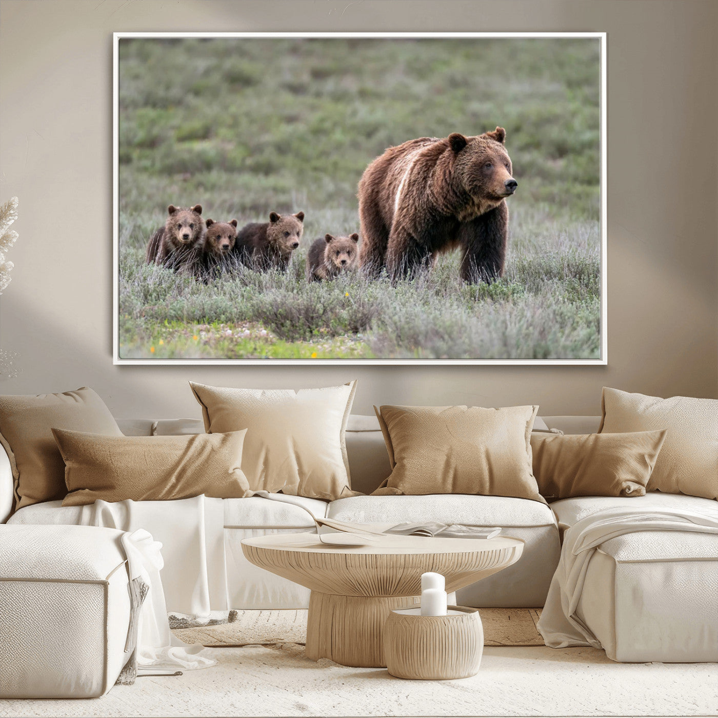 MGV-FC-36X24 - Wildlife Photography of 399 Grizzly Bear Cubs | Queen of the Tetons Canvas Wall Art Print