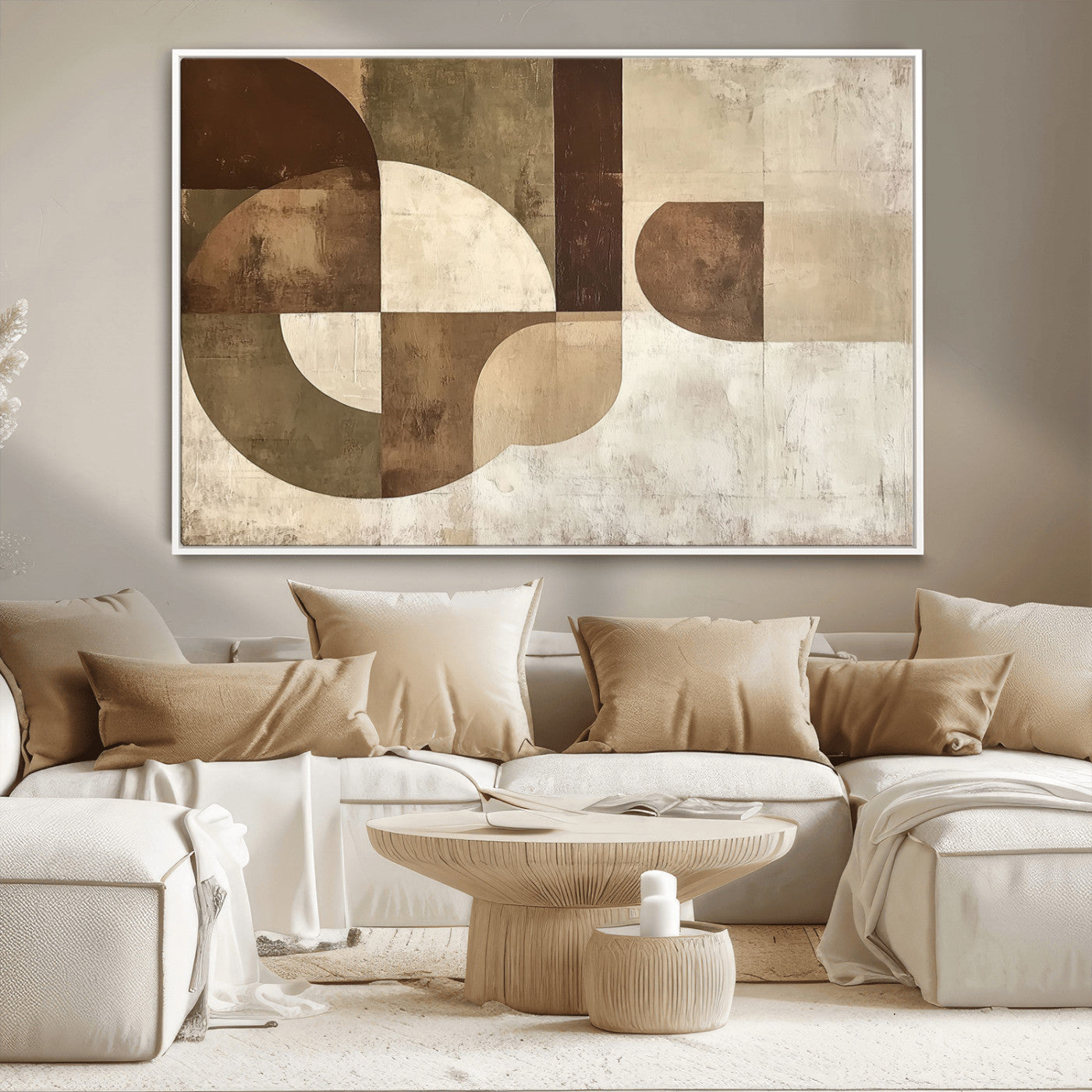 MGV-FC-36X24 - Wabi Sabi Geometric Wall Art | Abstract Modern Minimalist Canvas Print with Neutral Mid Century Art