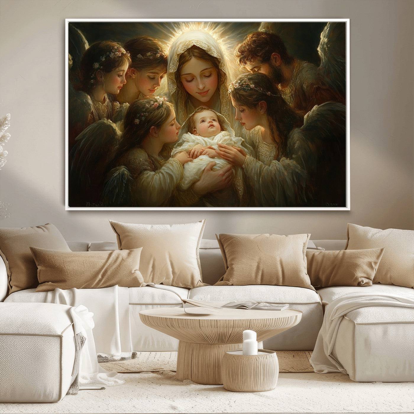 MGV-FC-36X24 - Mary Jesus Canvas Wall Art Print - Madonna and Child with Apostles Art Print - Classic Christian