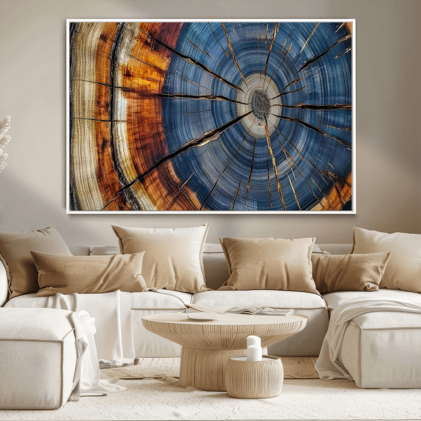 MGV-FC-36X24 - Abstract Tree Rings Canvas Wall Art - Wood Grain Canvas Print - Nature-Inspired Modern Wood Grain