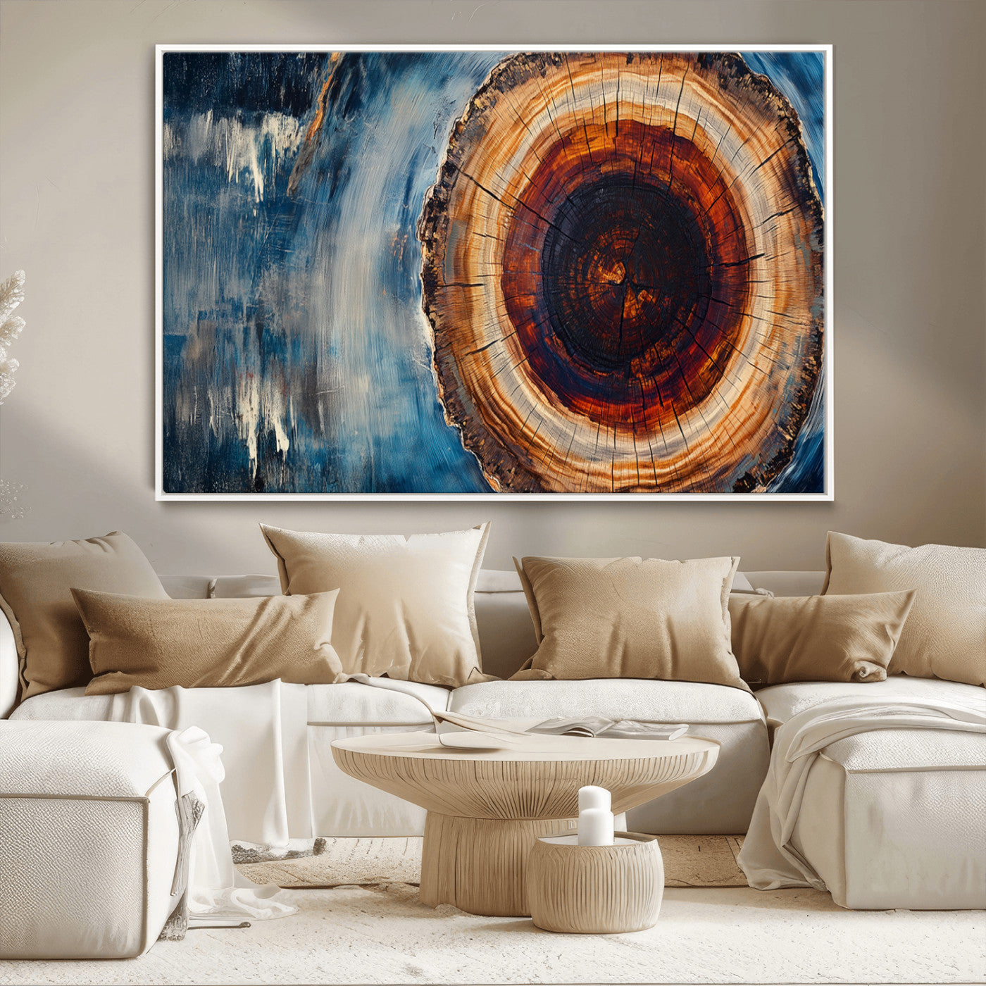 MGV-FC-36X24 - Abstract Tree Rings Wall Art Canvas Print - Wood Grain Rings Canvas Print - Nature Woodland Wall