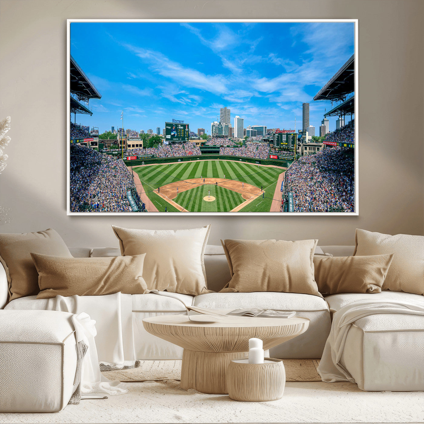 MGV-FC-36X24 - Wrigley Field Chicago Cubs Panoramic Art Multi Piece Canvas - Iconic Baseball Stadium Print for