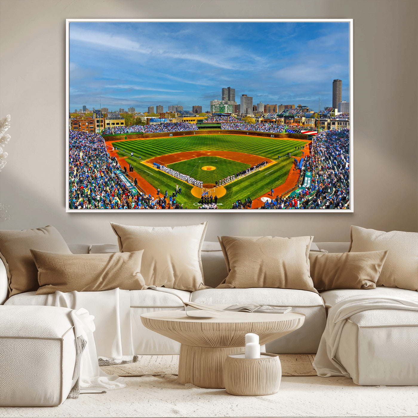 MGV-FC-36X24 - Wrigley Field Chicago Cubs Panoramic Multi Piece Canvas Wall Art - Iconic Baseball Stadium Canvas
