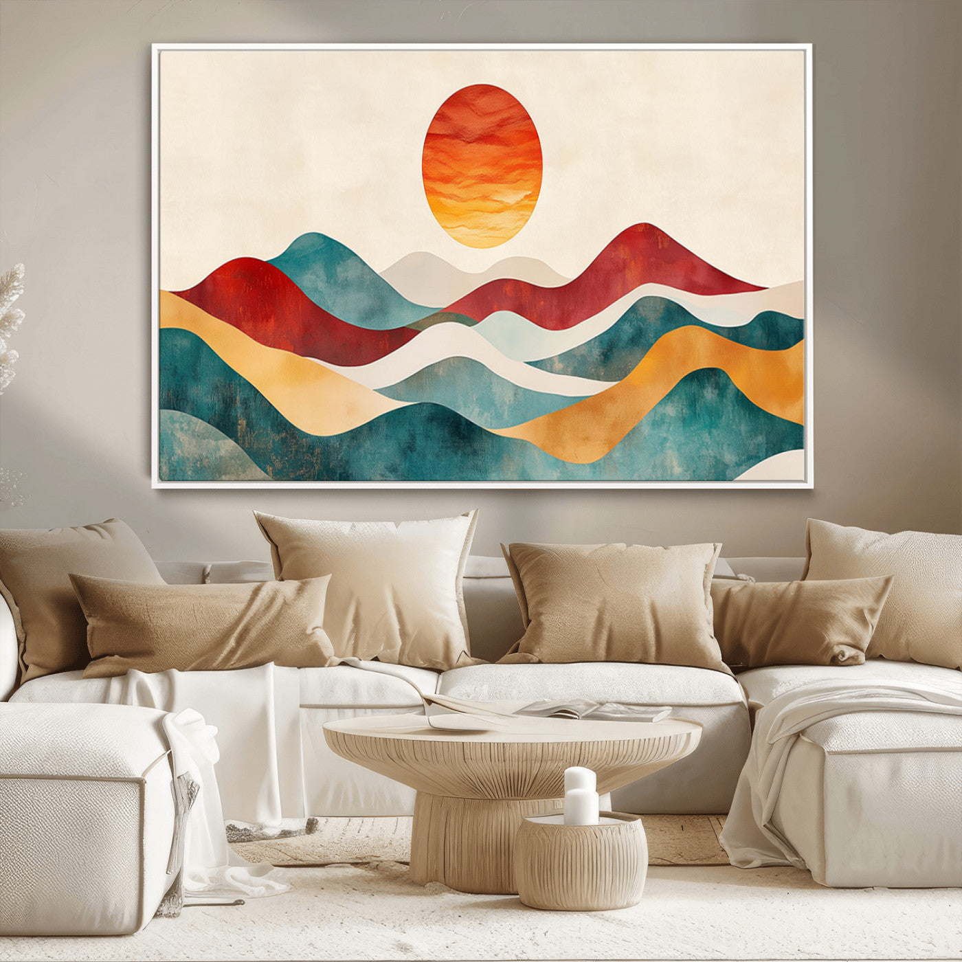 MGV-FC-36X24 - Southwest Mountain Canvas - Boho Triptych Wall Art - Rustic Woodland Nursery Decor - Abstract Nature