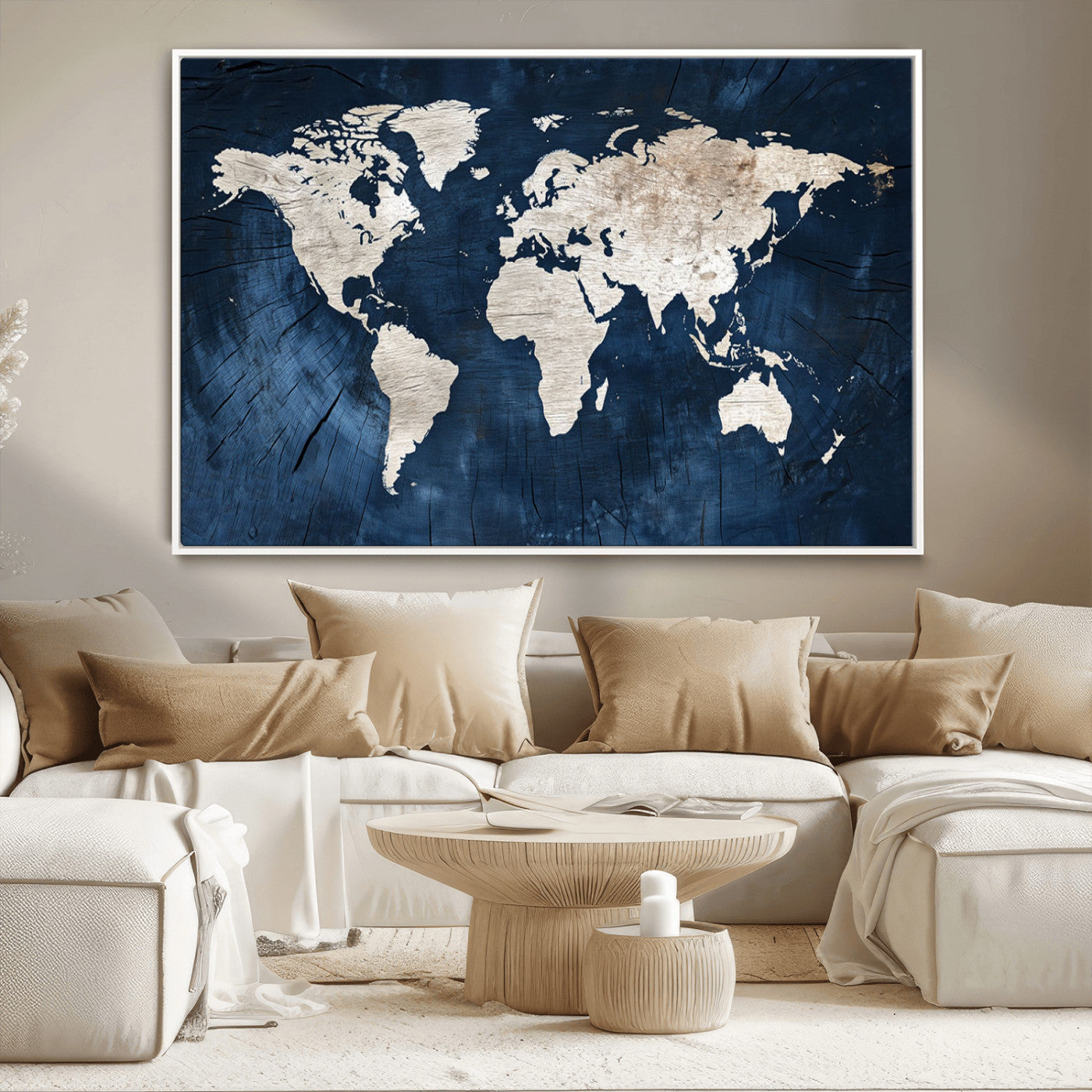 MGV-FC-36X24 - Push Pin World Map Canvas Print – Framed Wall Art for Couples to Track Their Travels – Anniversary