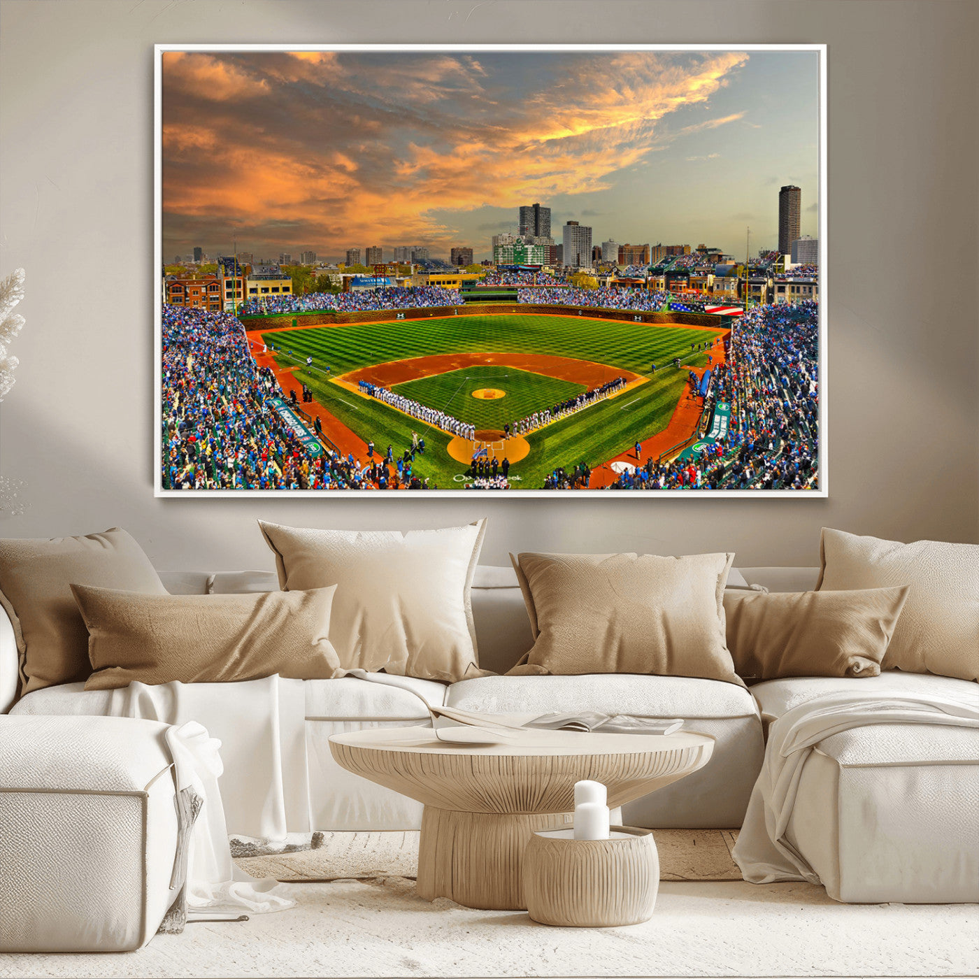 MGV-FC-36X24 - Chicago Wrigley Field Canvas Wall Art - Iconic Baseball Stadium Art Print - Wrigley Field Chicago