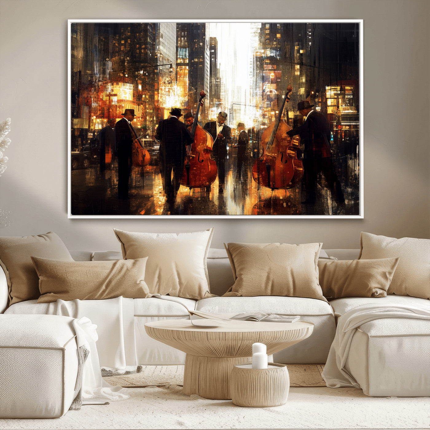 MGV-FC-36X24 - Abstract Jazz Art Wall Art Canvas Print - Framed Abstract Music Canvas - Colorful Instrument Poster