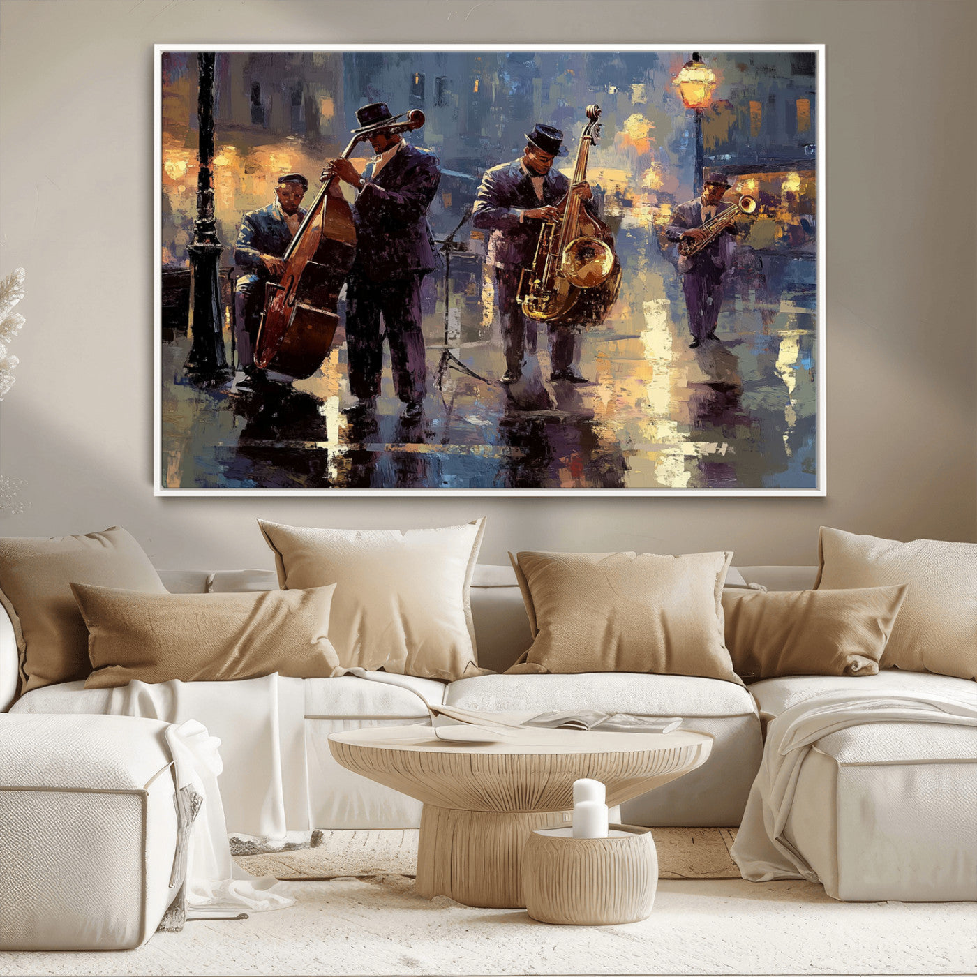 MGV-FC-36X24 - Afro Abstract Jazz Music Canvas Print - African American Wall Art - Colorful Framed Afro Abstract