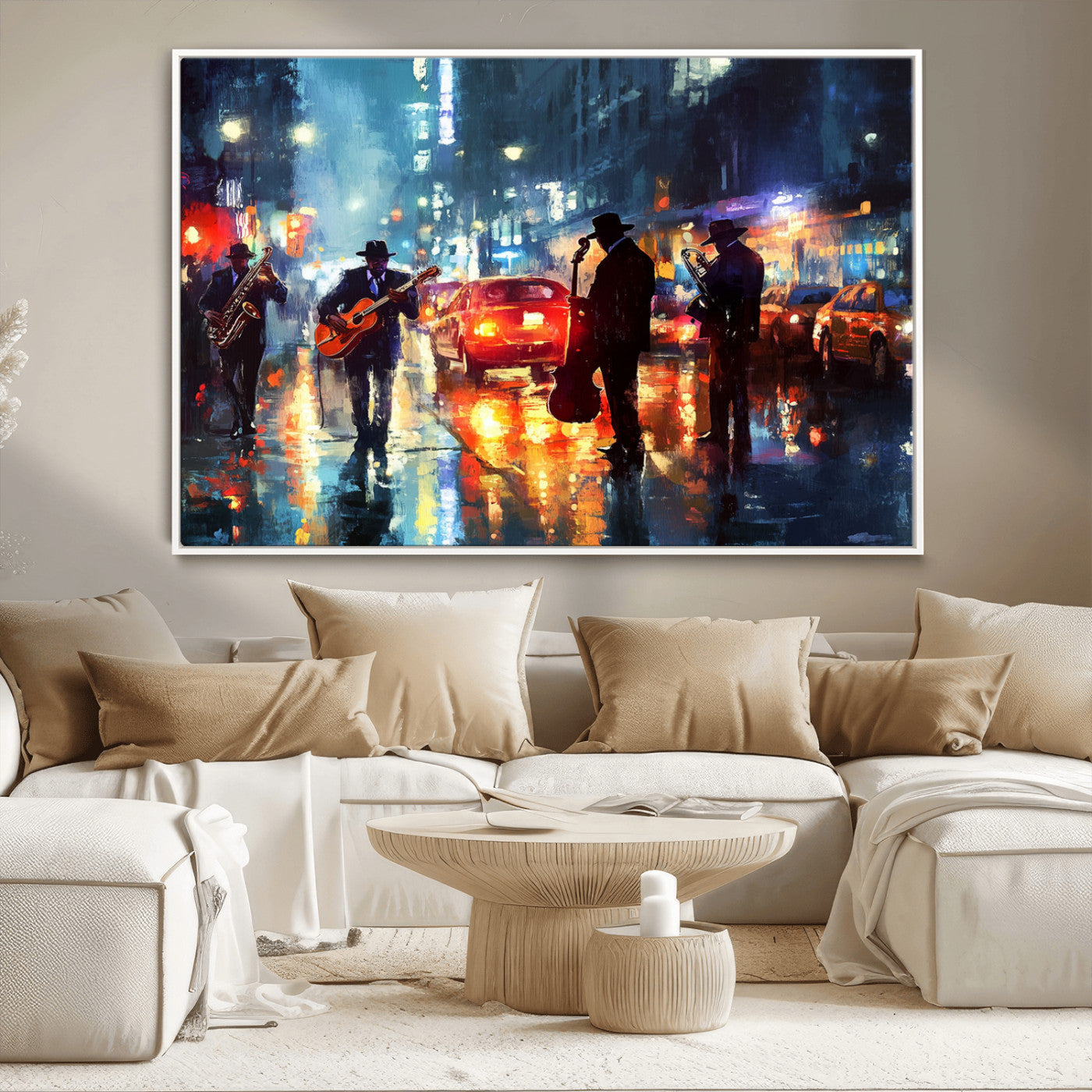 African American Jazz Canvas Wall Art Print – Abstract Music Scene
