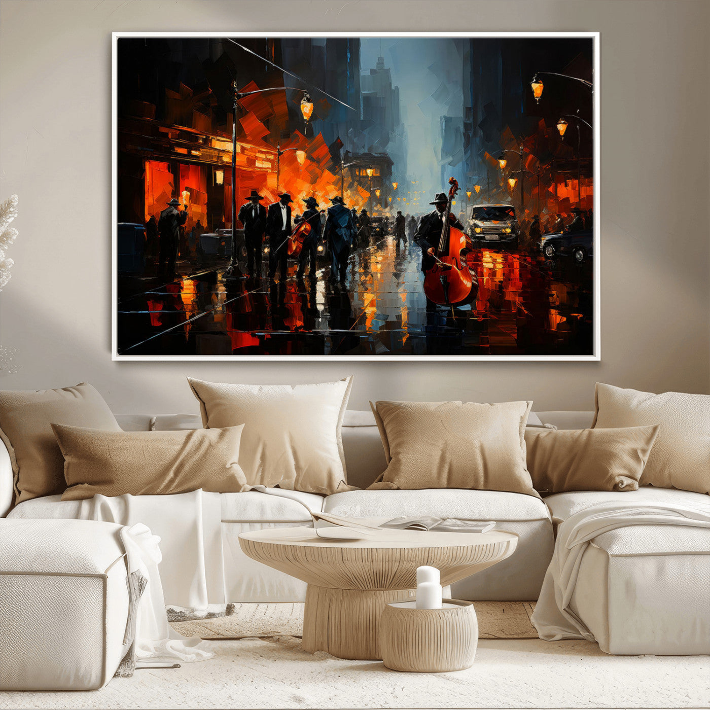MGV-FC-36X24 - Winston Porter Jazz Wall Art - African American Music Canvas - Abstract Colorful Music Art - Framed