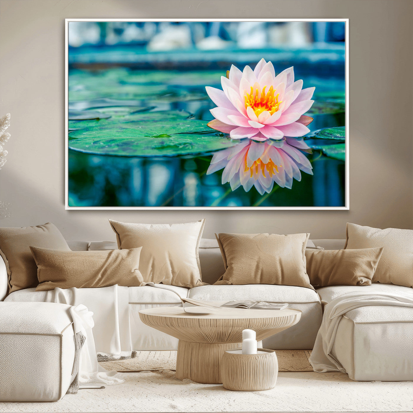 MGV-FC-36X24 - Lotus Flower Wall Art Canvas Print, Water Lily Large Wall Art Canvas Print for Yoga Room Decor,