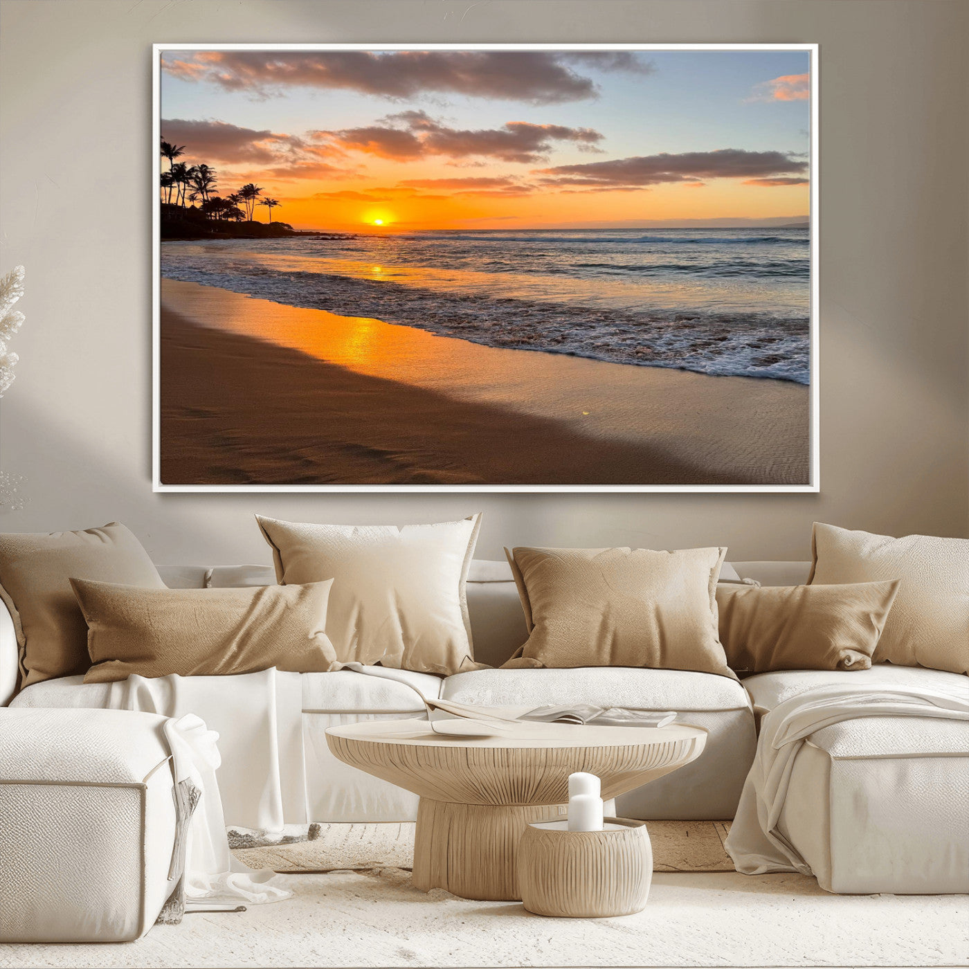 MGV-FC-36X24 - Sunset Wall Art Print - Stunning Beach Sunset Canvas Artwork for Elegant Home or Office Coastal