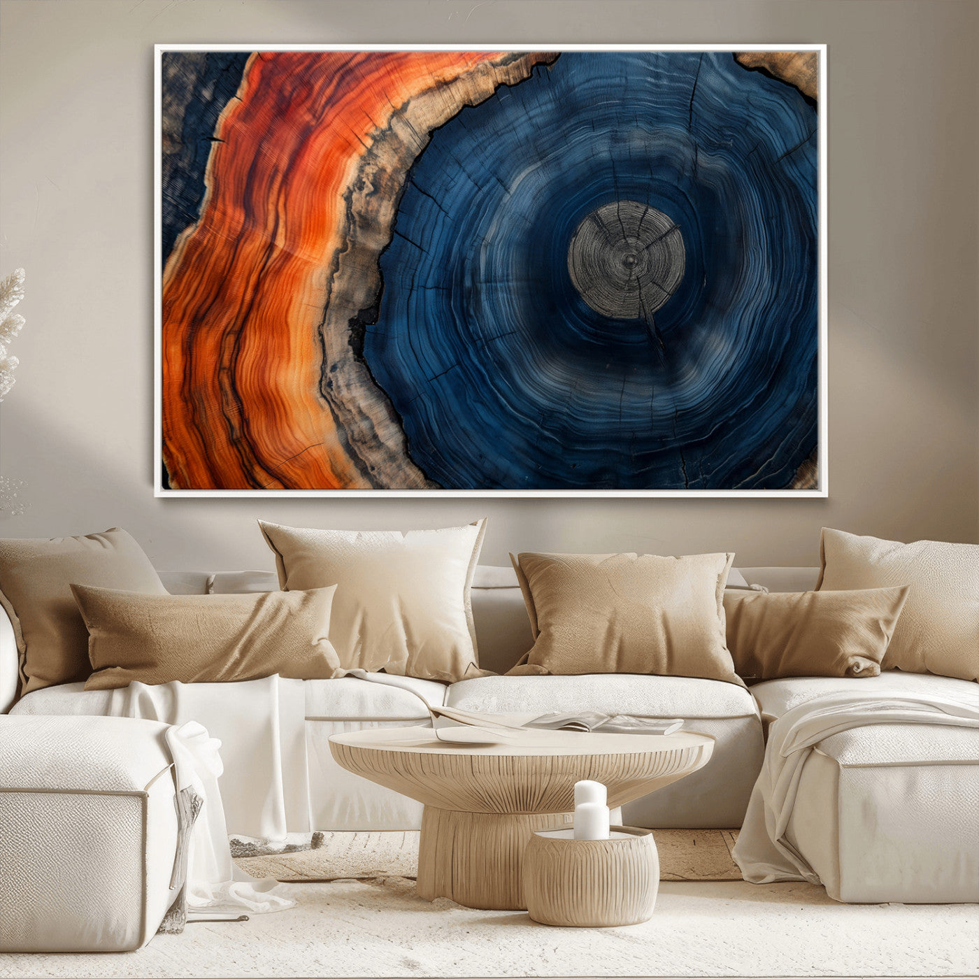MGV-FC-36X24 - Tree Rings Wall Art Canvas Print, Rustic Wood Print, Framed Natural Texture Art Print, Wood Grain