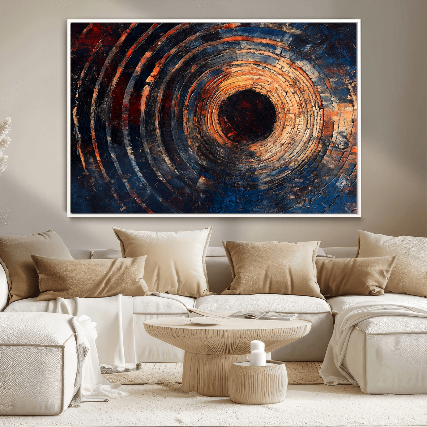 MGV-FC-36X24 - Wood Tree Ring Wall Art Canvas Print, Framed Natural Wood Art Picture Print, Rustic Tree Slice Perfect Rustic Decor Artwork