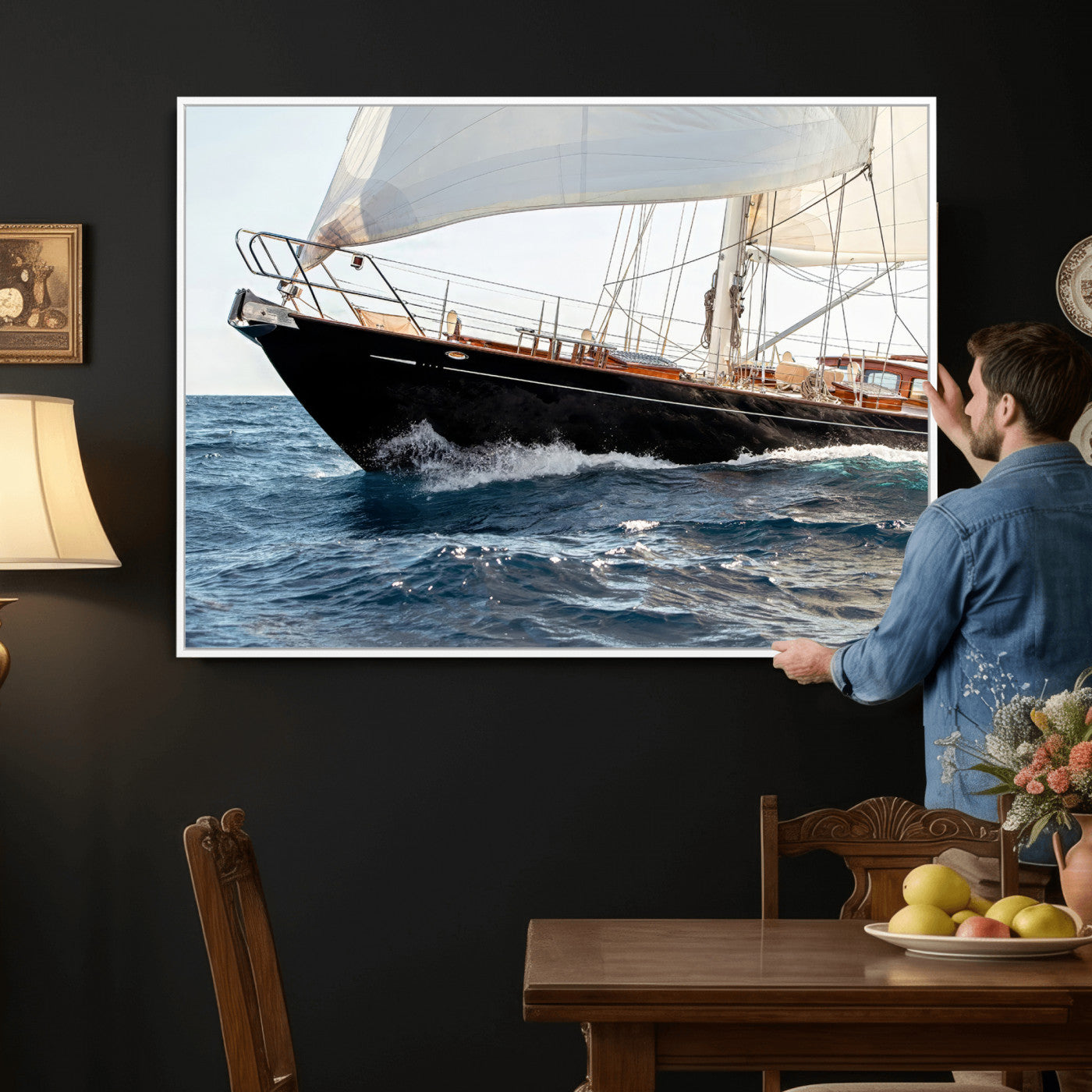 97168626-MGV-CV-36X24 - Boat Yacht Wall Art – Ocean Waves & Sailing Adventure Canvas Print, Nautical Elegance & Marine Journey for Living Room or Luxury Decor