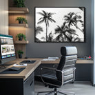 46641801-MGV-CV-40X27-Palm Wall Art Canvas Print, Framed Tropics Art Picture Print, Monochrome Perfect Minimalist Decor
