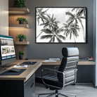 Edit-Images-Black and White Palm Tree Wall Art – Monochrome Tropical Canvas Print for Coastal or Minimalist Living Room Decor