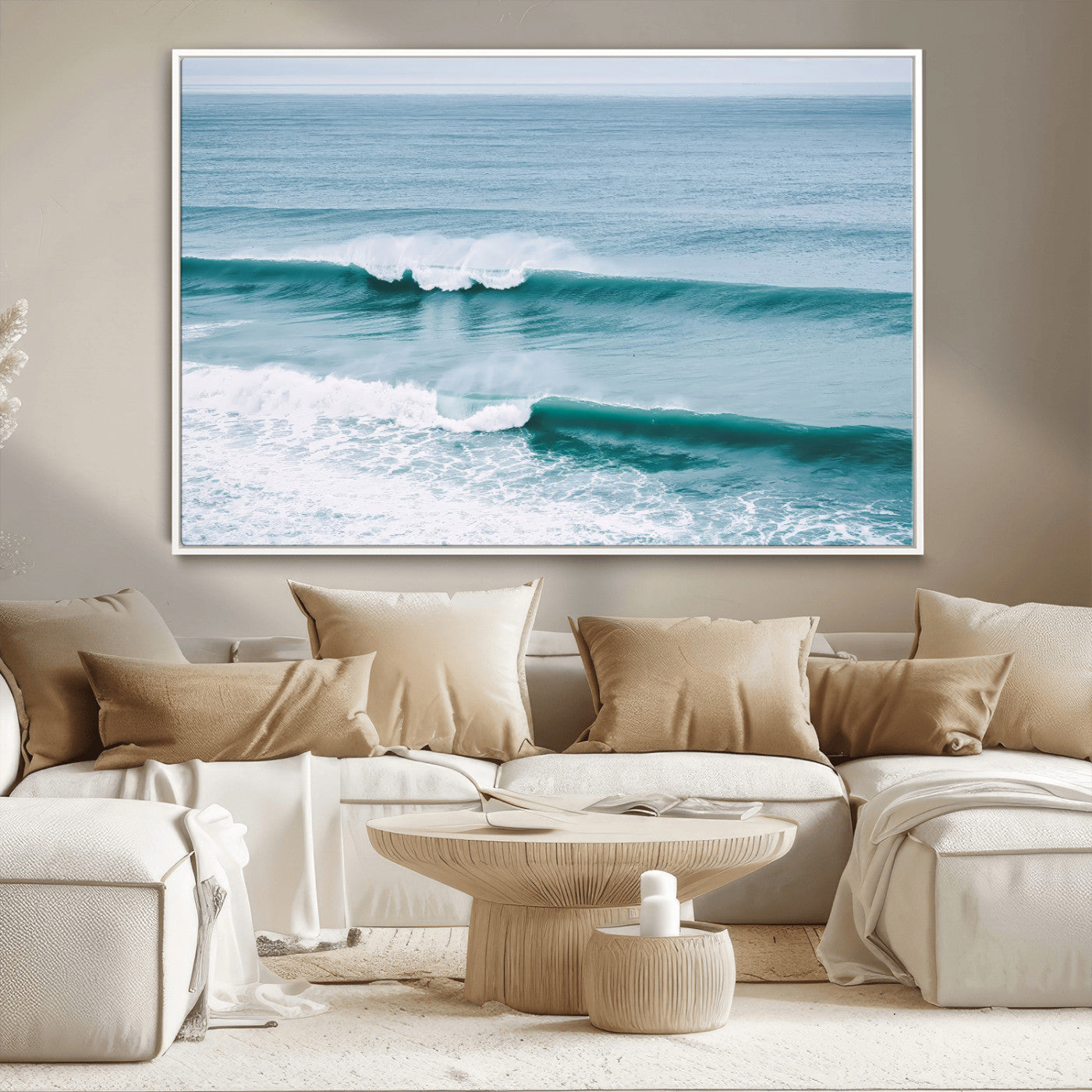 MGV-FC-36X24 - Ocean Swell Wall Art Canvas Print, Framed Surf Waves Art Picture Print, Blue Water Perfect Coastal Dynamic Decor Artwork