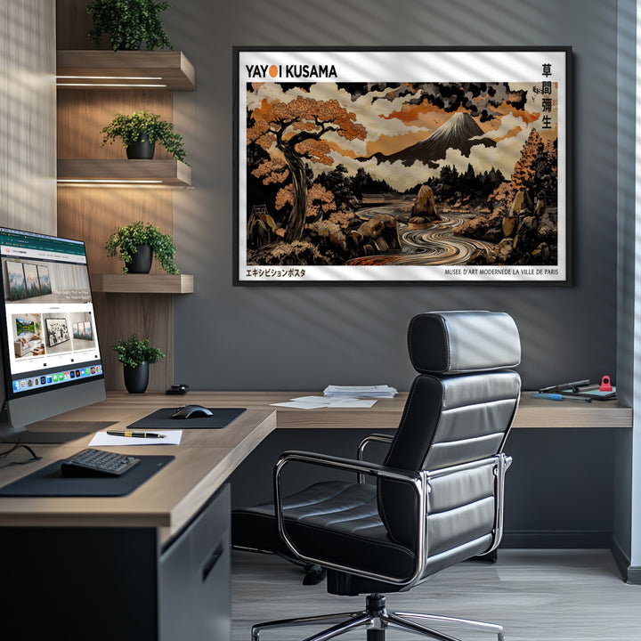 Modern Japanese Wall Art Print Yayoi Kusama Canvas Wall Art Abstract Mount Fuji Canvas Print Japanese Landscape Art Printing